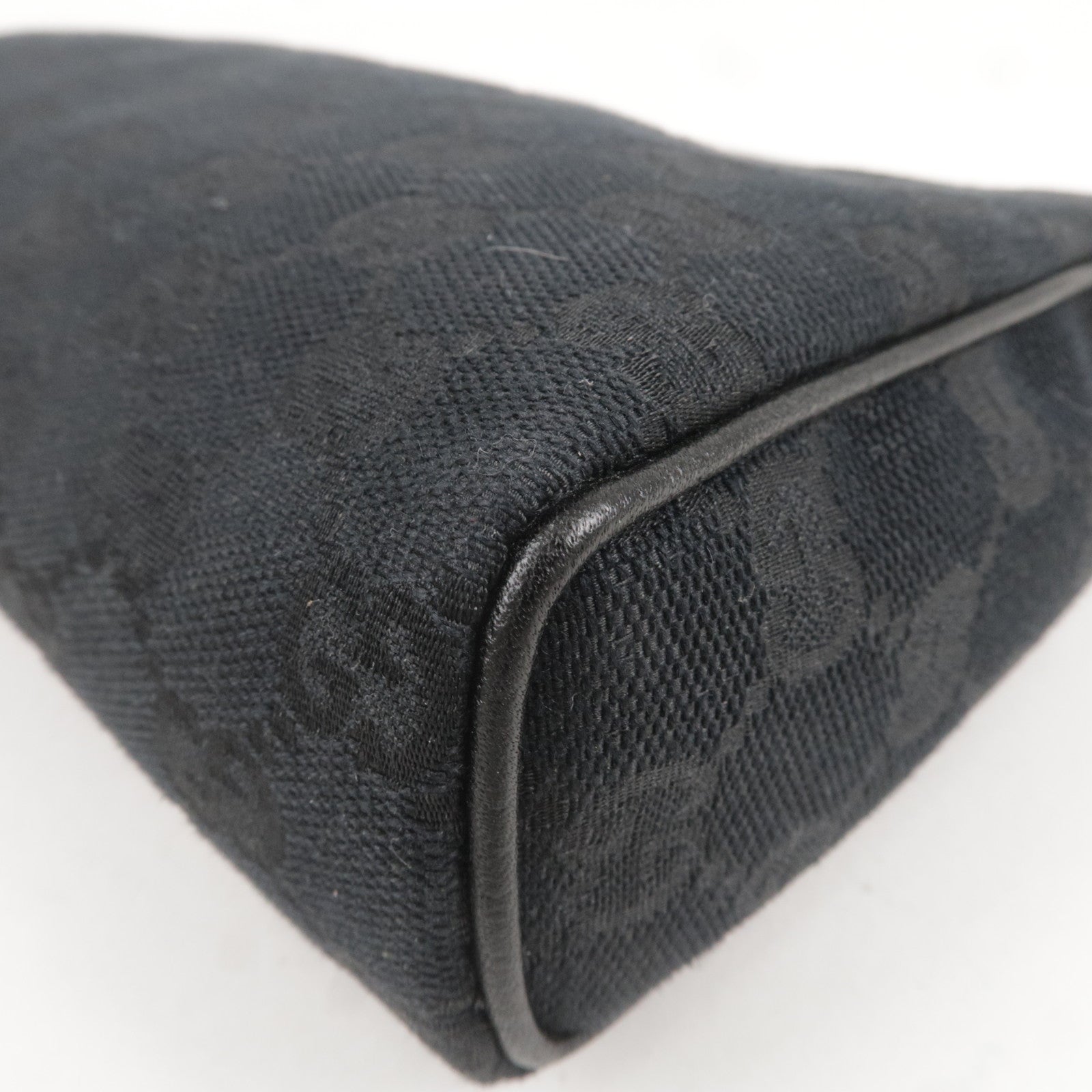 GUCCI Abbey GG Canvas Leather Hand Bag Pouch Black 645093