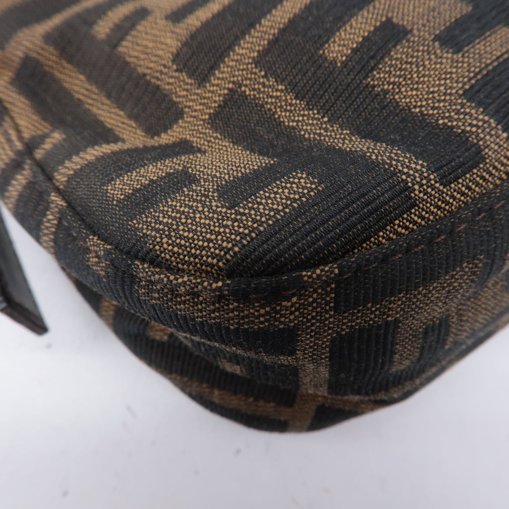FENDI Zucca Canvas Leather Shoulder Bag Black Brown 26722