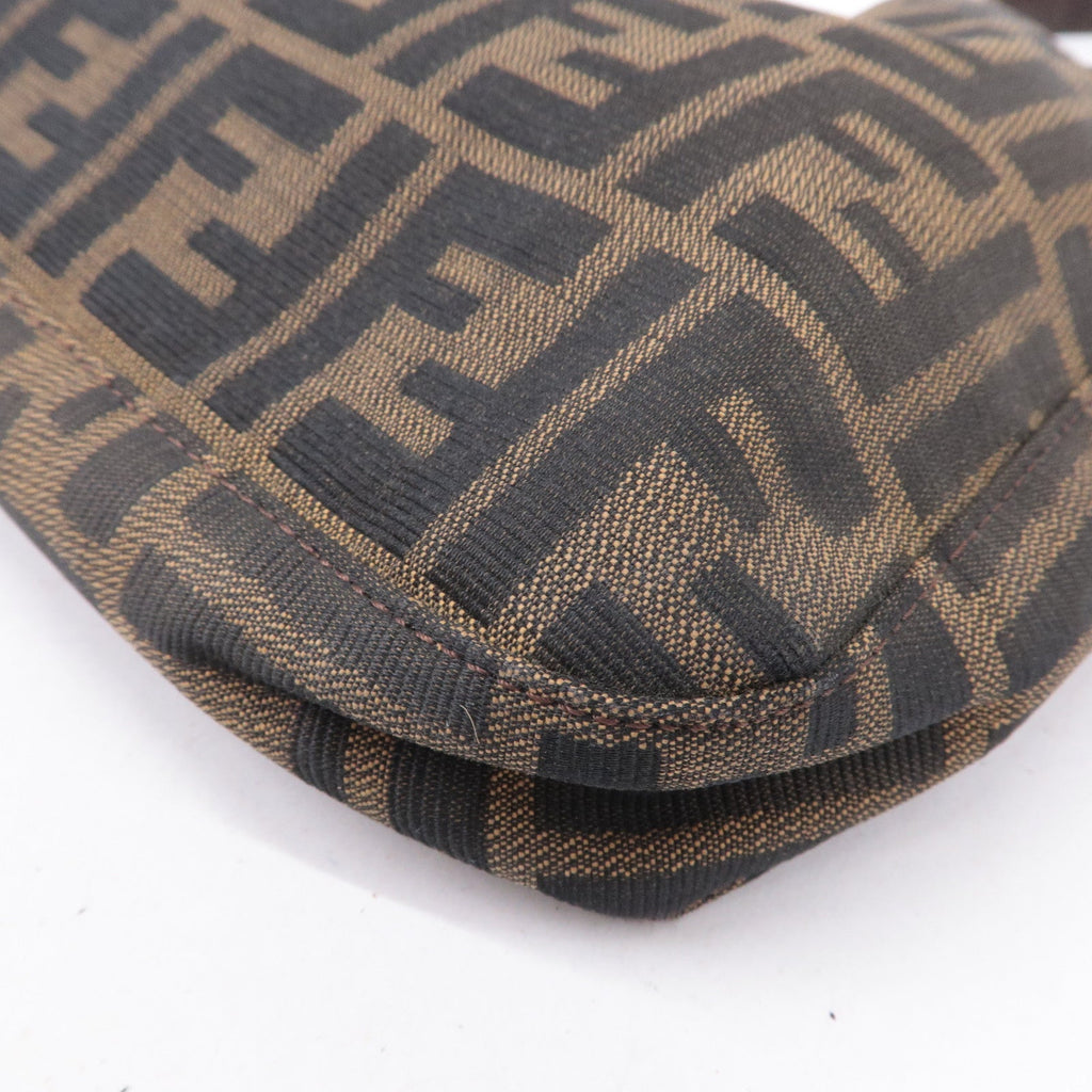 FENDI Zucca Canvas Leather Shoulder Bag Brown Black 26569