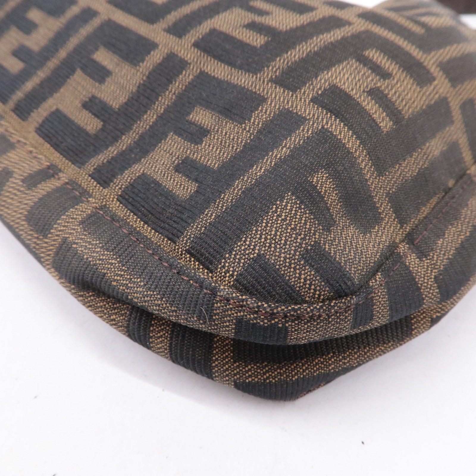 FENDI Zucca Canvas Leather Shoulder Bag Brown Black 26569