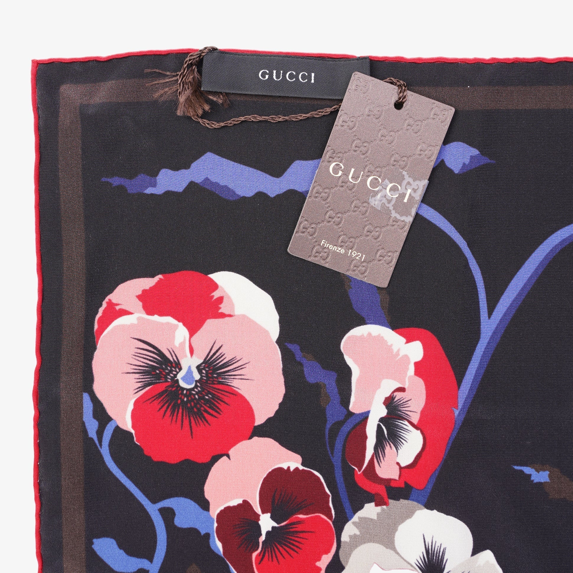 Gucci Womens Floral Scarf Black