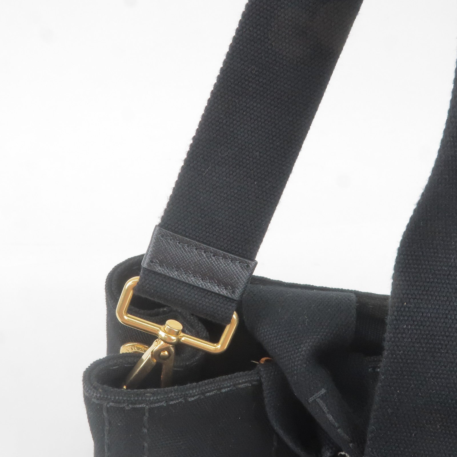 Prada Canapa Mini Canvas 2Way Bag Shoulder Bag Black B2439G