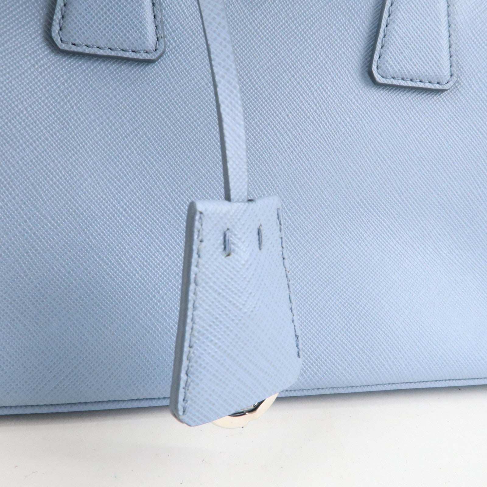 Prada Logo Leather 2Way Bag Hand Bag Shoulder Bag Blue 1BA838