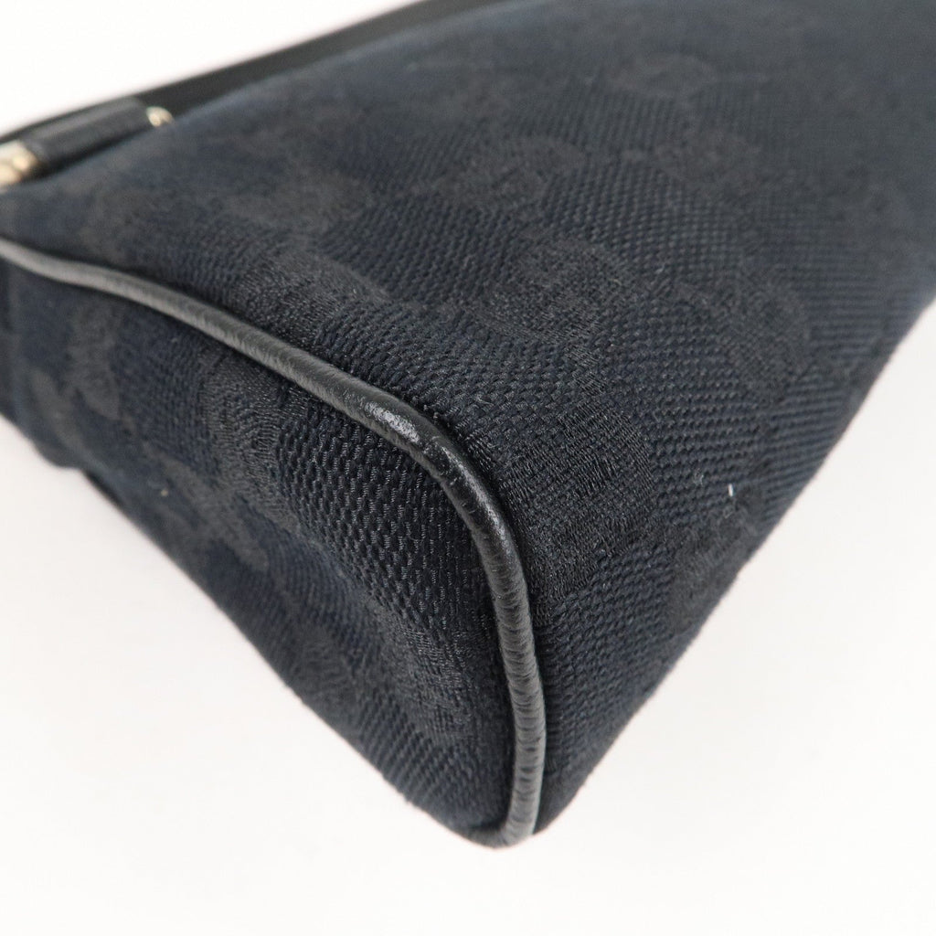 GUCCI Abbey GG Canvas Leather Hand Bag Pouch Black 145750
