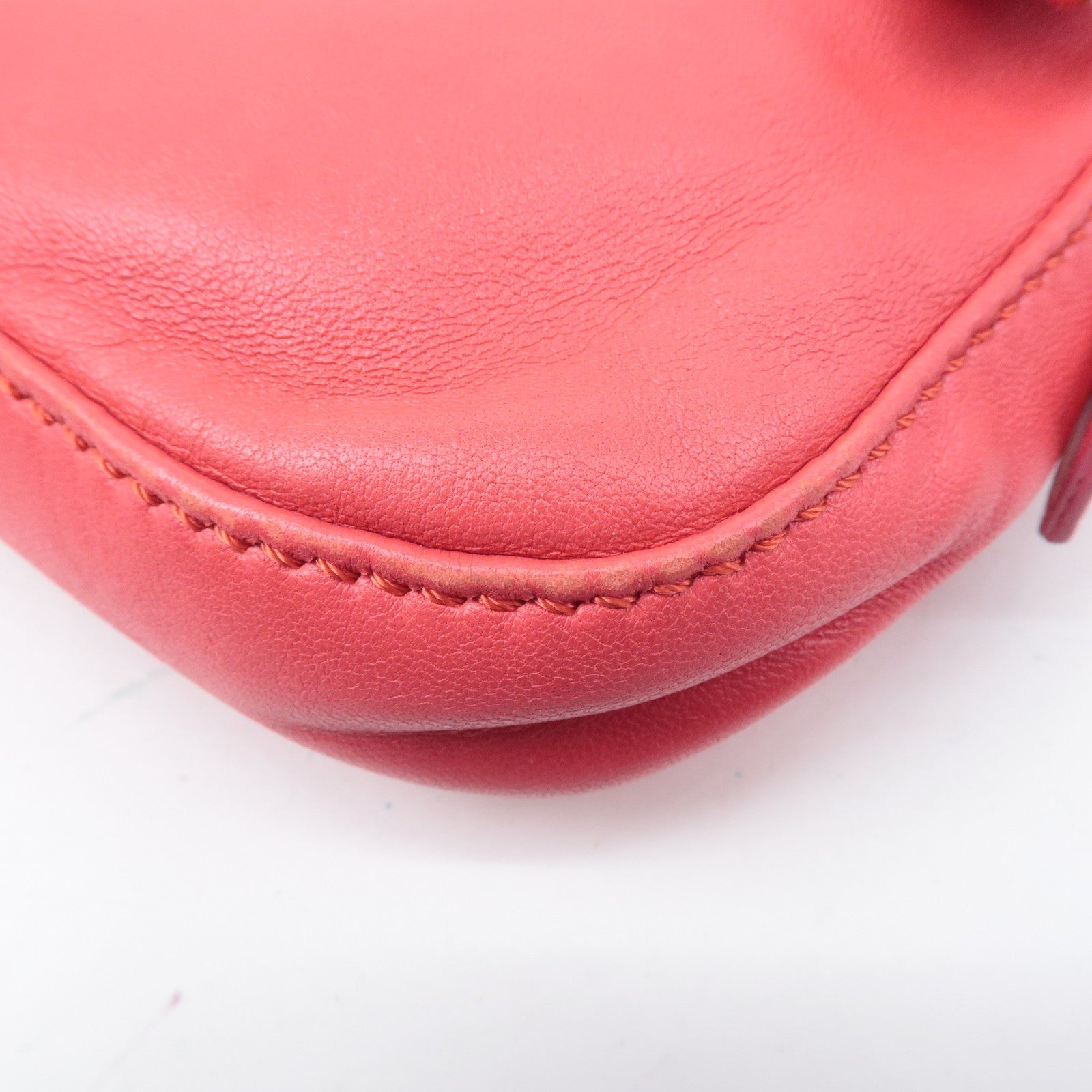 FENDI Mamma Baguette Leather Hand Bag Shoulder Bag Pink 8BR600