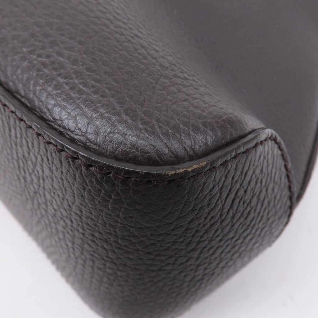 GUCCI Leather Shoulder Bag Hand Bag Dark Brown 336659