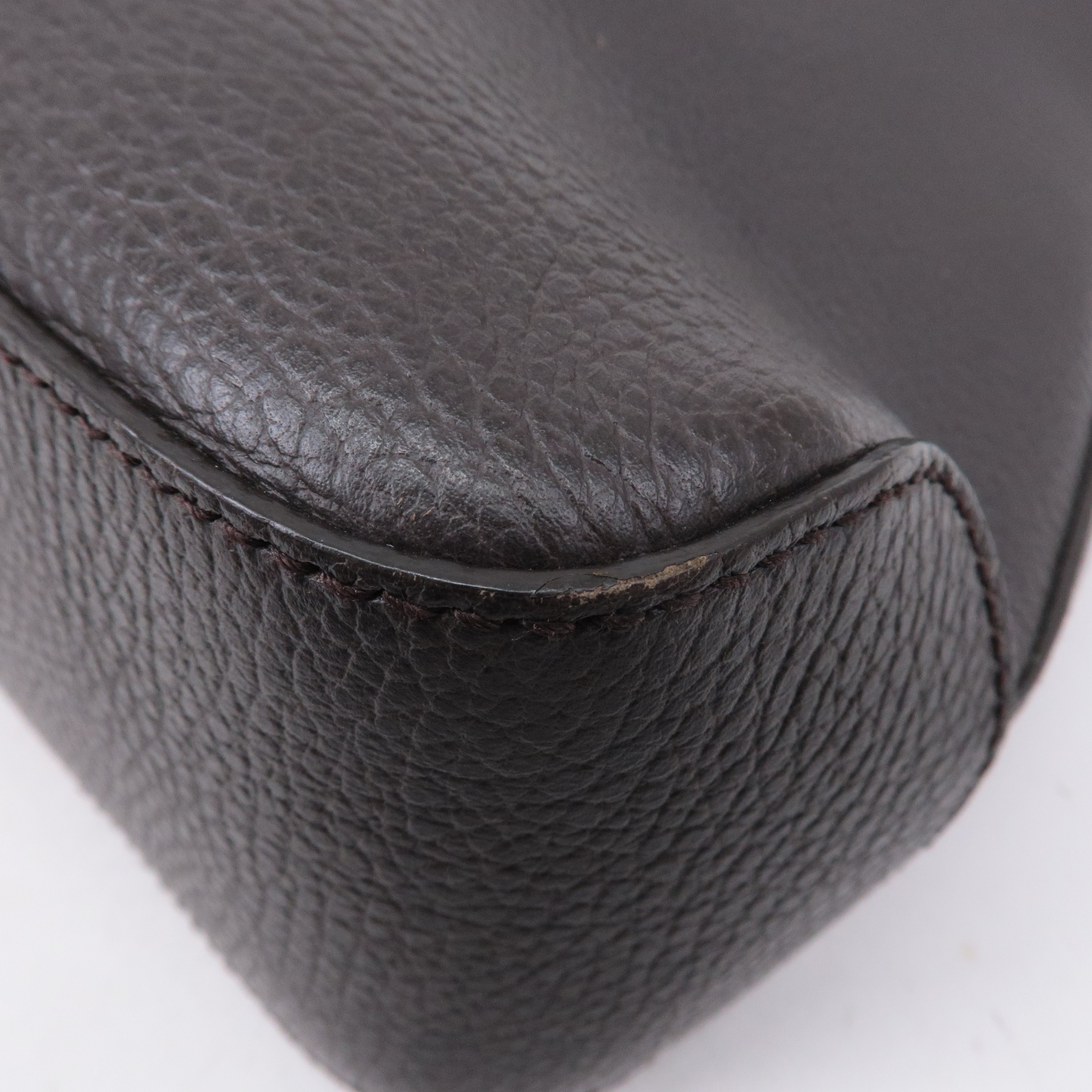 GUCCI Leather Shoulder Bag Hand Bag Dark Brown 336659