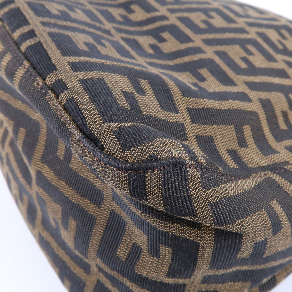 FENDI Zucca Mamma Baguette Canvas Leather Shoulder Bag 26325