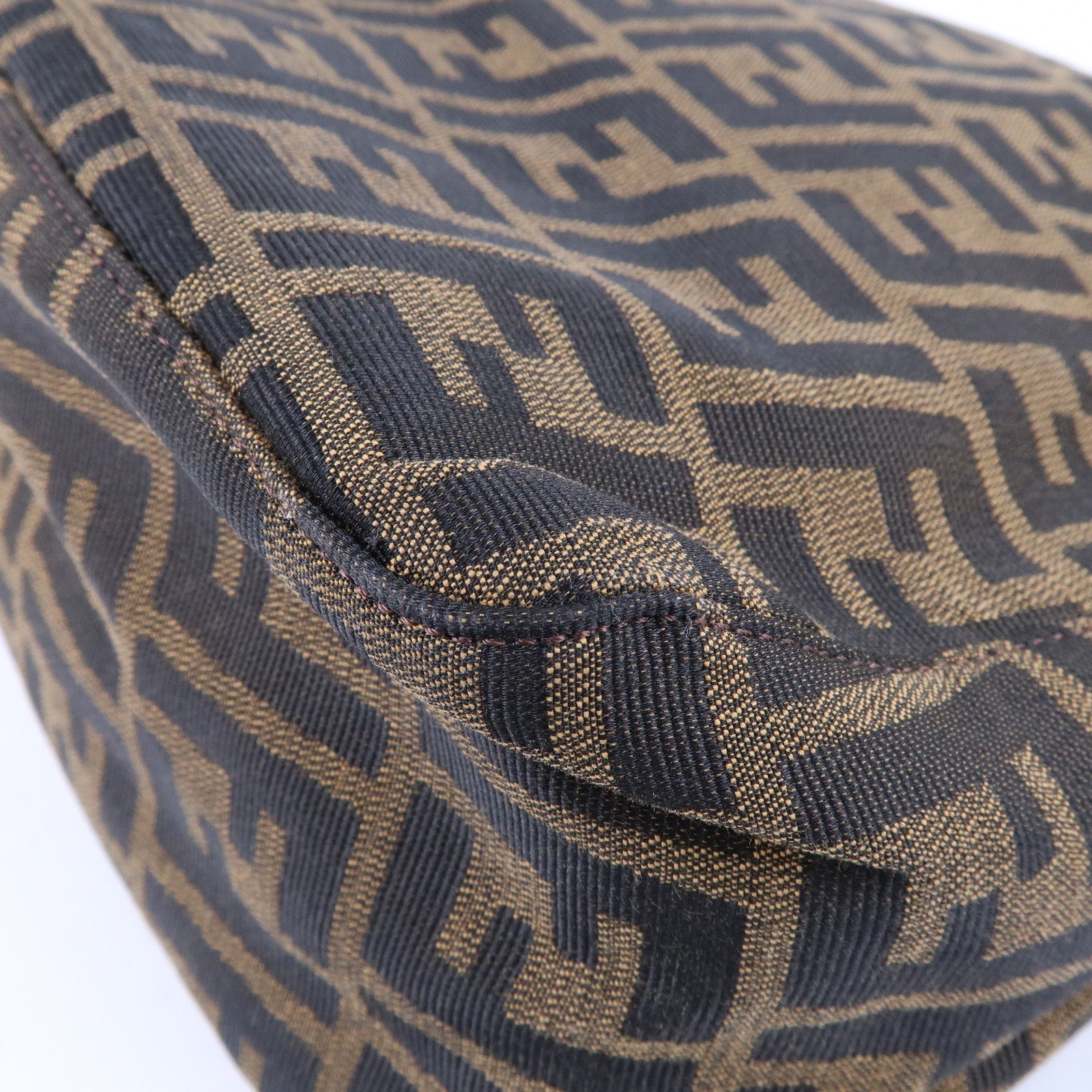 FENDI Zucca Mamma Baguette Canvas Leather Shoulder Bag 26325