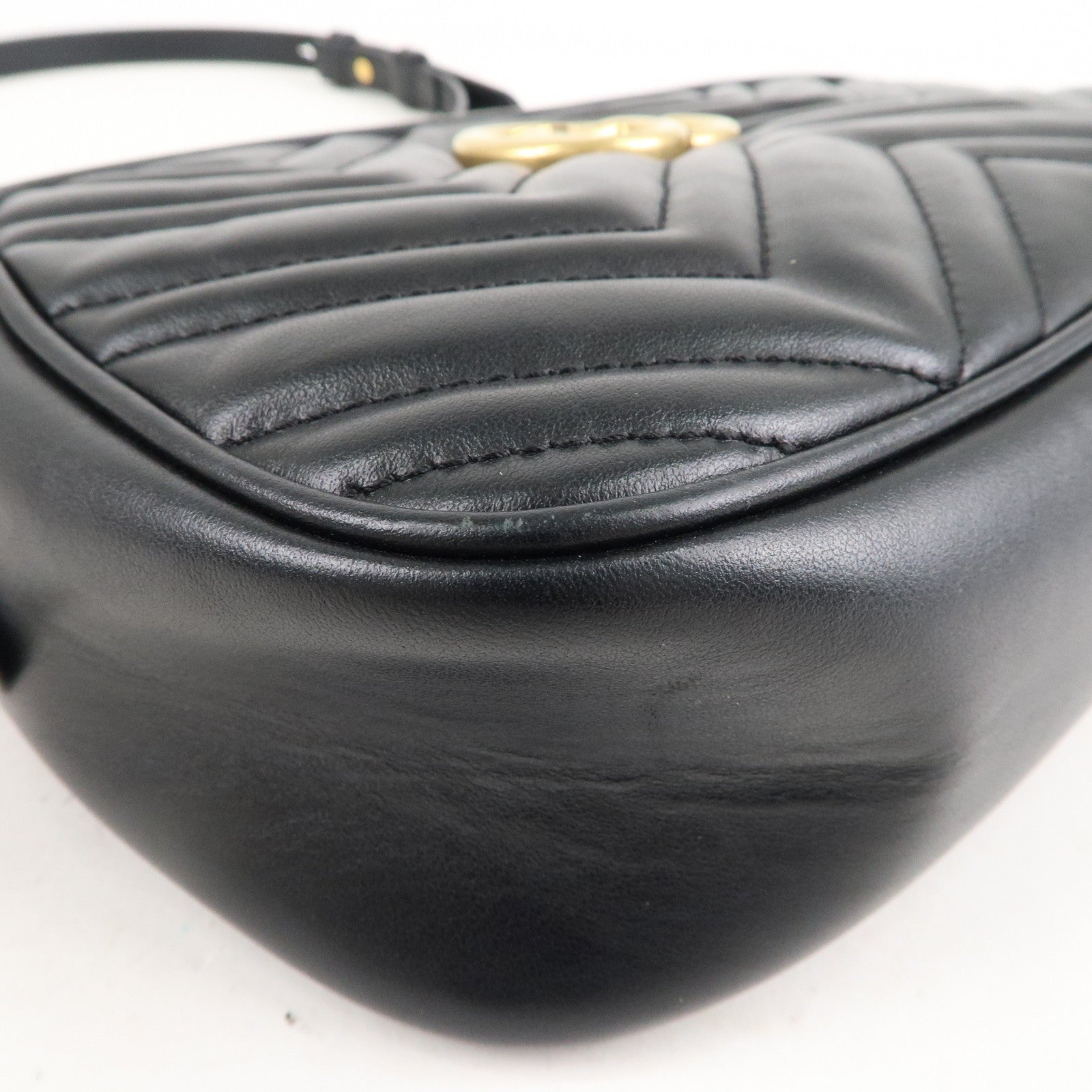 GUCCI GG Marmont Leather Chain Shoulder Bag Crossbody Black 447632