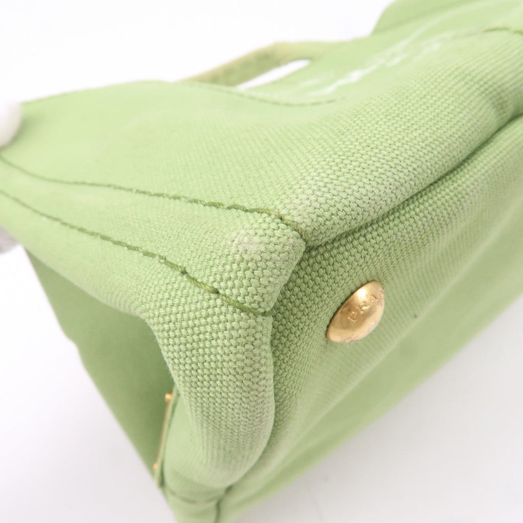 Prada Canapa Canvas Tote Bag Hand Bag Green B1877B