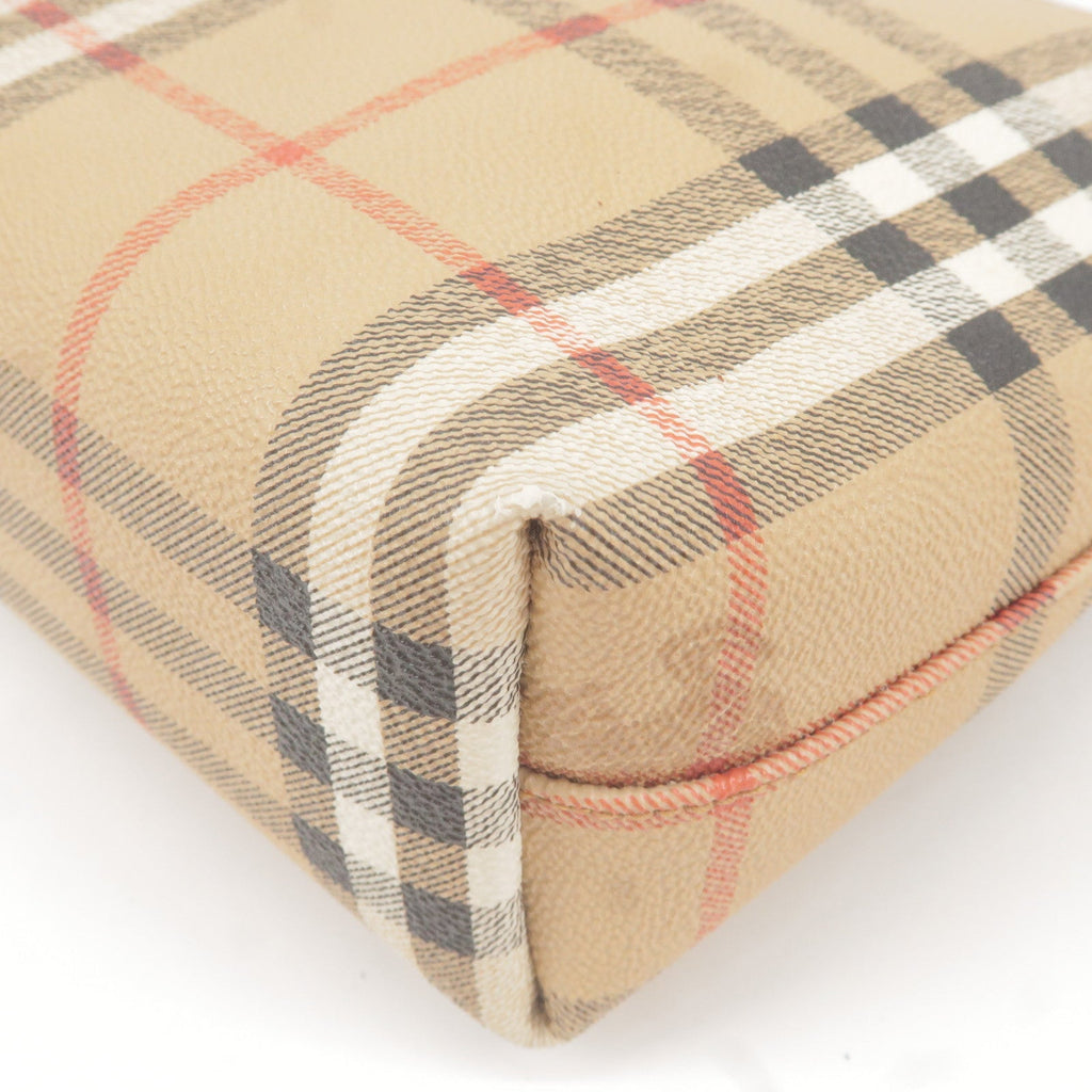 BURBERRY Nova Plaid PVC Leather Shoulder Bag Beige Brown