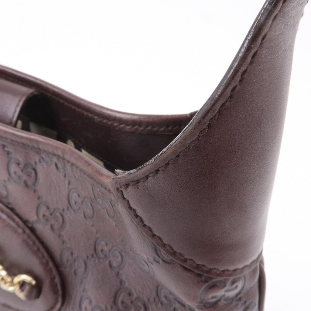 GUCCI Guccissima Leather Shoulder Bag Hand Bag Dark Brown 145778
