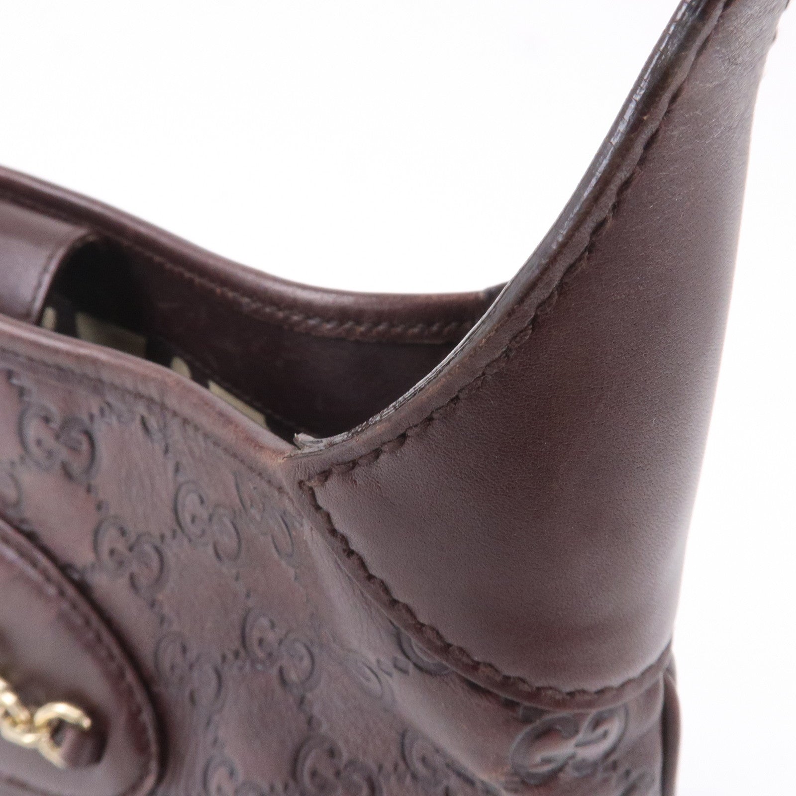 GUCCI Guccissima Leather Shoulder Bag Hand Bag Dark Brown 145778