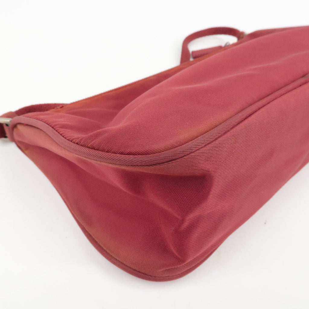 Prada Logo Nylon Hand Bag Shoulder Bag Pouch Purse Red