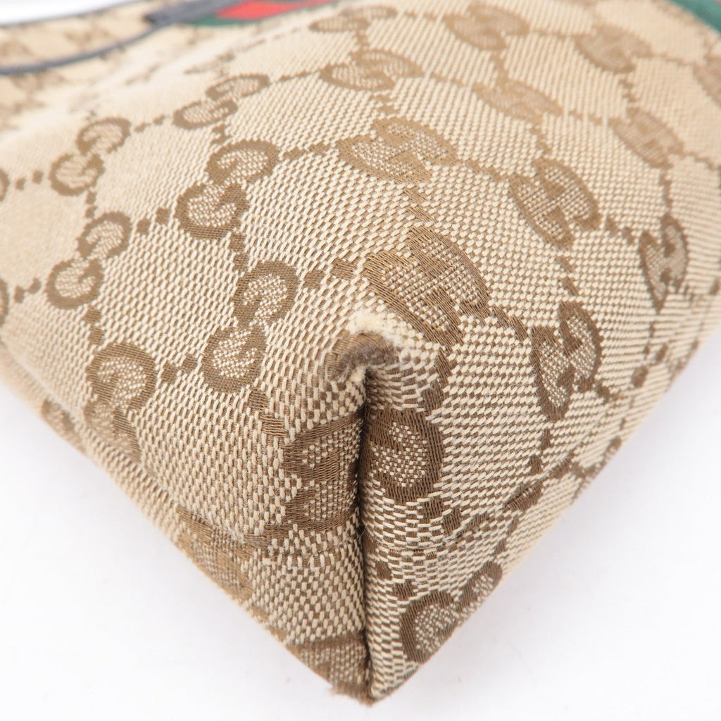 GUCCI Sherry GG Canvas Leather Shoulder Bag Beige Black 388926