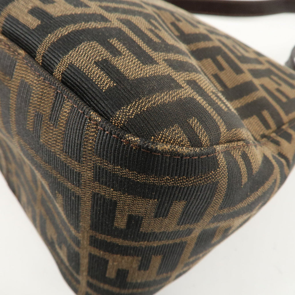 FENDI Zucca Canvas Leather Shoulder Bag Brown 222826