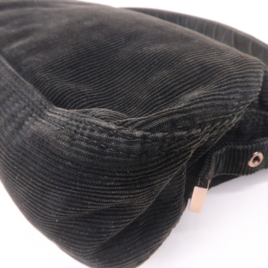 FENDI Corduroy Shoulder Bag Hand Bag Black