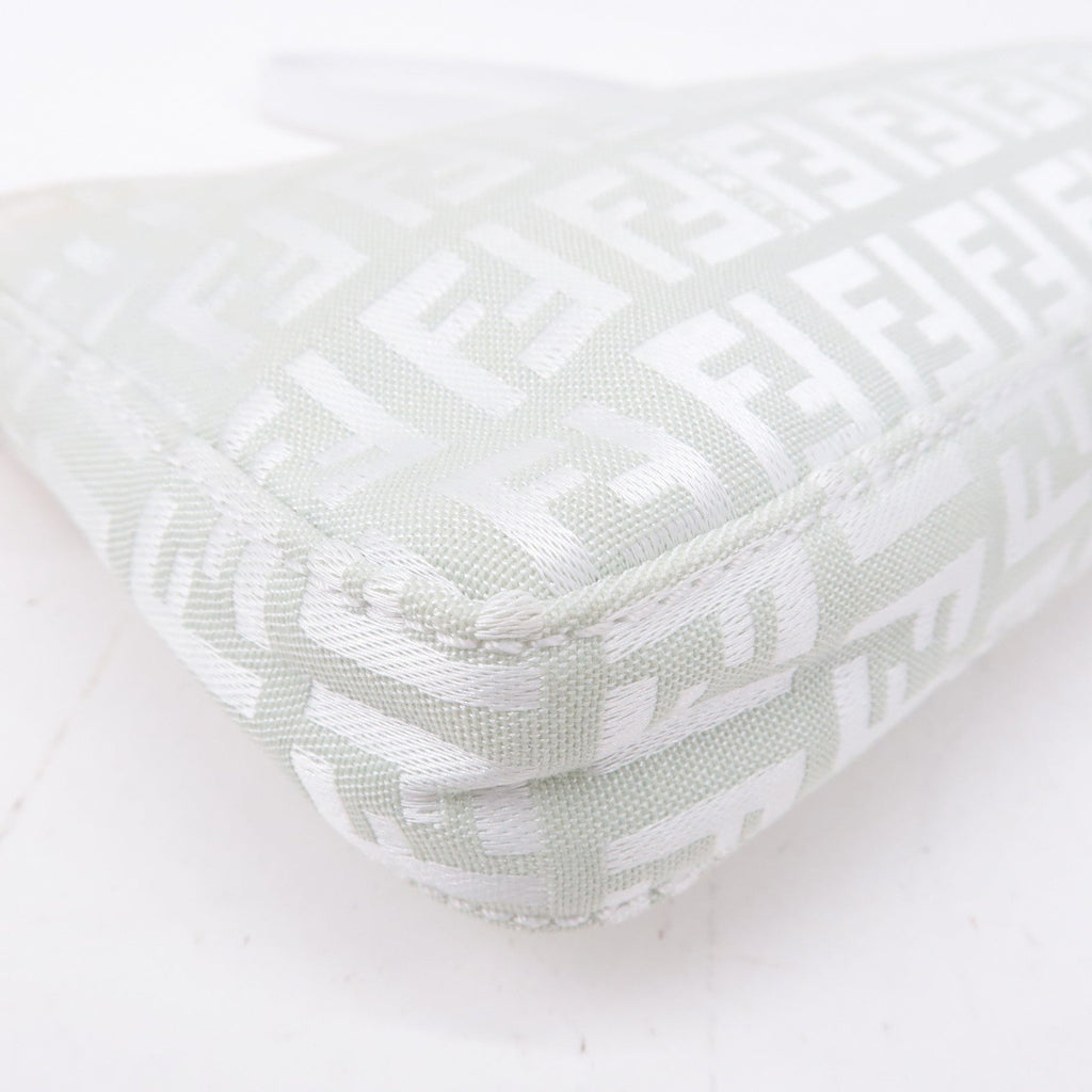 FENDI Zucchino Canvas Leather Hand Bag Mint Green White 8BR041
