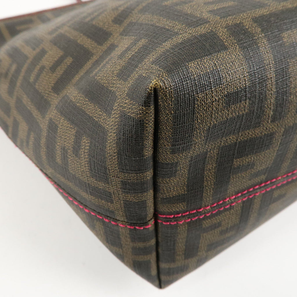 FENDI Zucca Logo Print PVC Tote Bag Brown Black Pink 8BH198