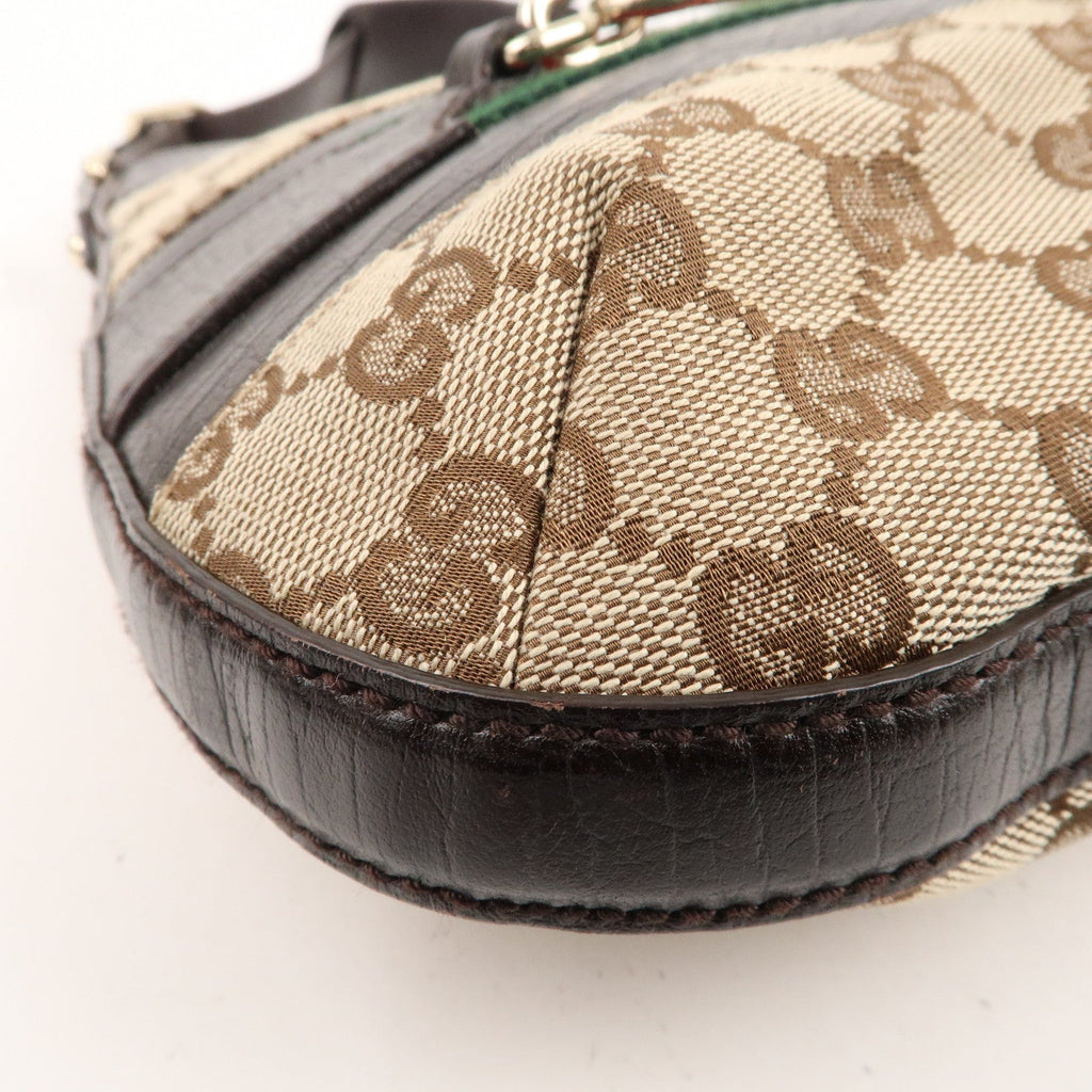 GUCCI Horsebit Sherry GG Canvas Leather Shoulder Bag Brown 137388