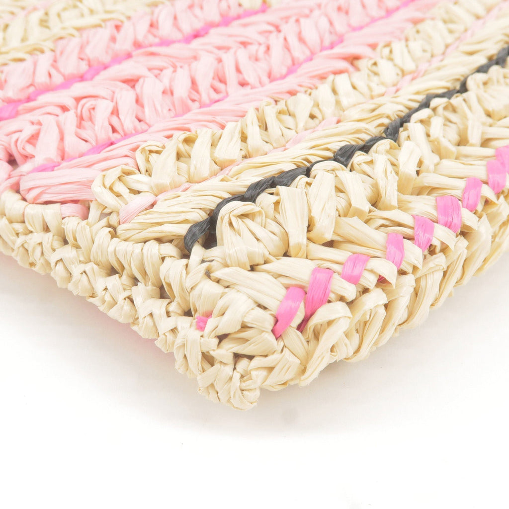 Prada Raffia Tricot Leather Shoulder Bag Beige Pink 1BF071