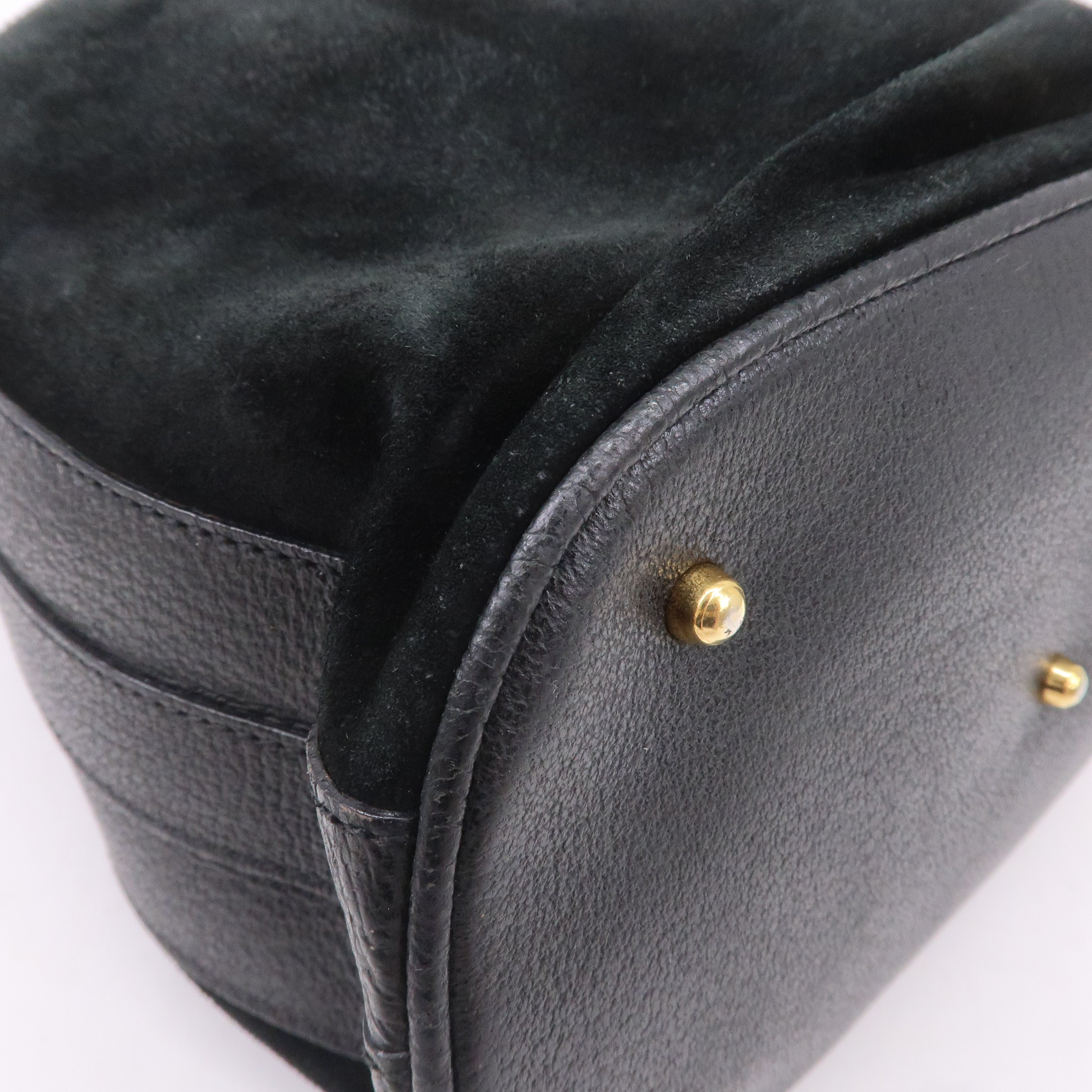 Gucci Bamboo Suede Leather Black 2WAY Bag 001.3754.1657