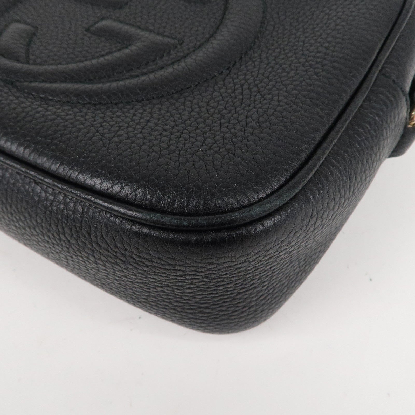 GUCCI SOHO Small Disco Leather Shoulder Bag Black 308364