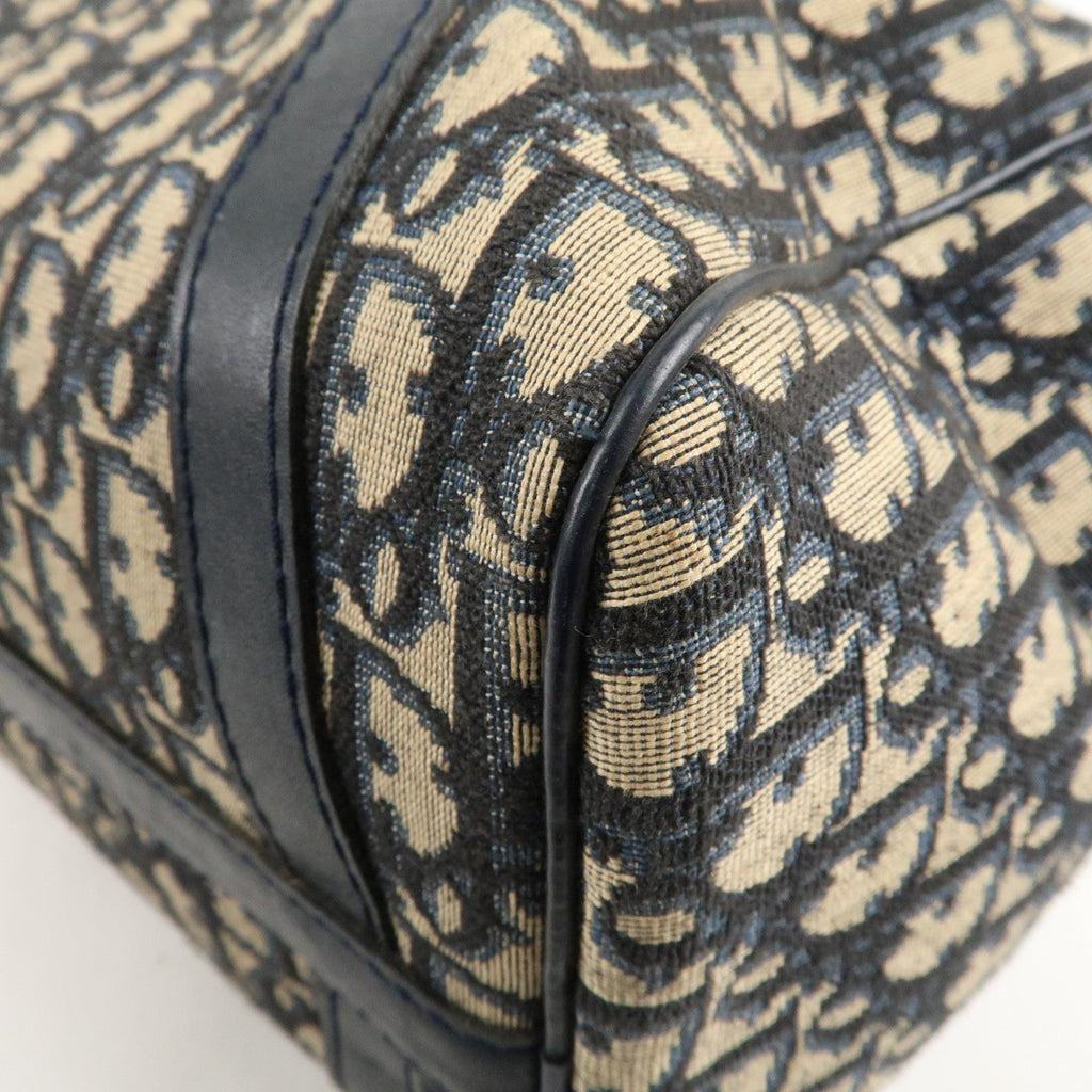 Christian Dior Trotter Canvas Leather Boston Bag Navy