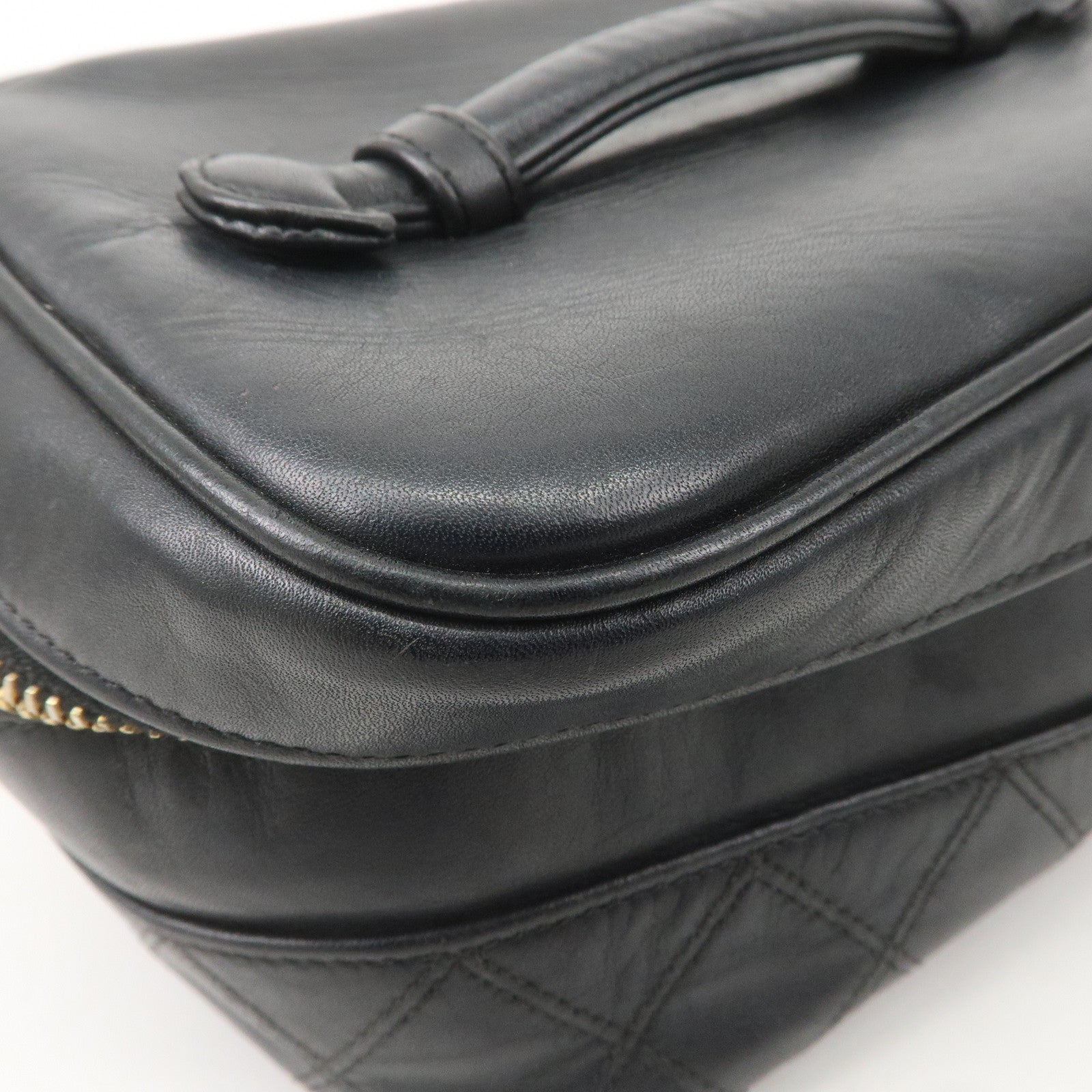 CHANEL Bicolore Lamb Skin Vanity Bag Cosmetic Pouch Black A01618