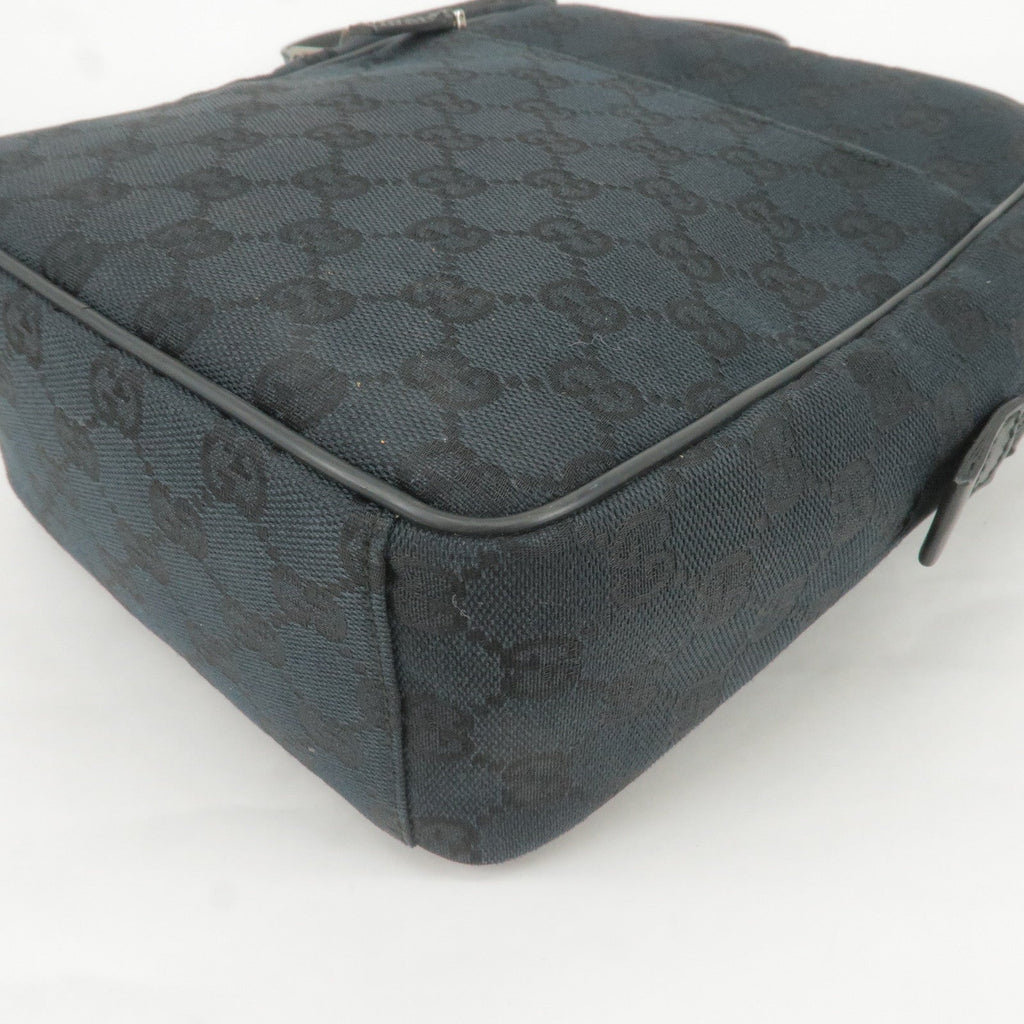 GUCCI GG Canvas Leather Shoulder Bag Hand Bag Black 018 1612