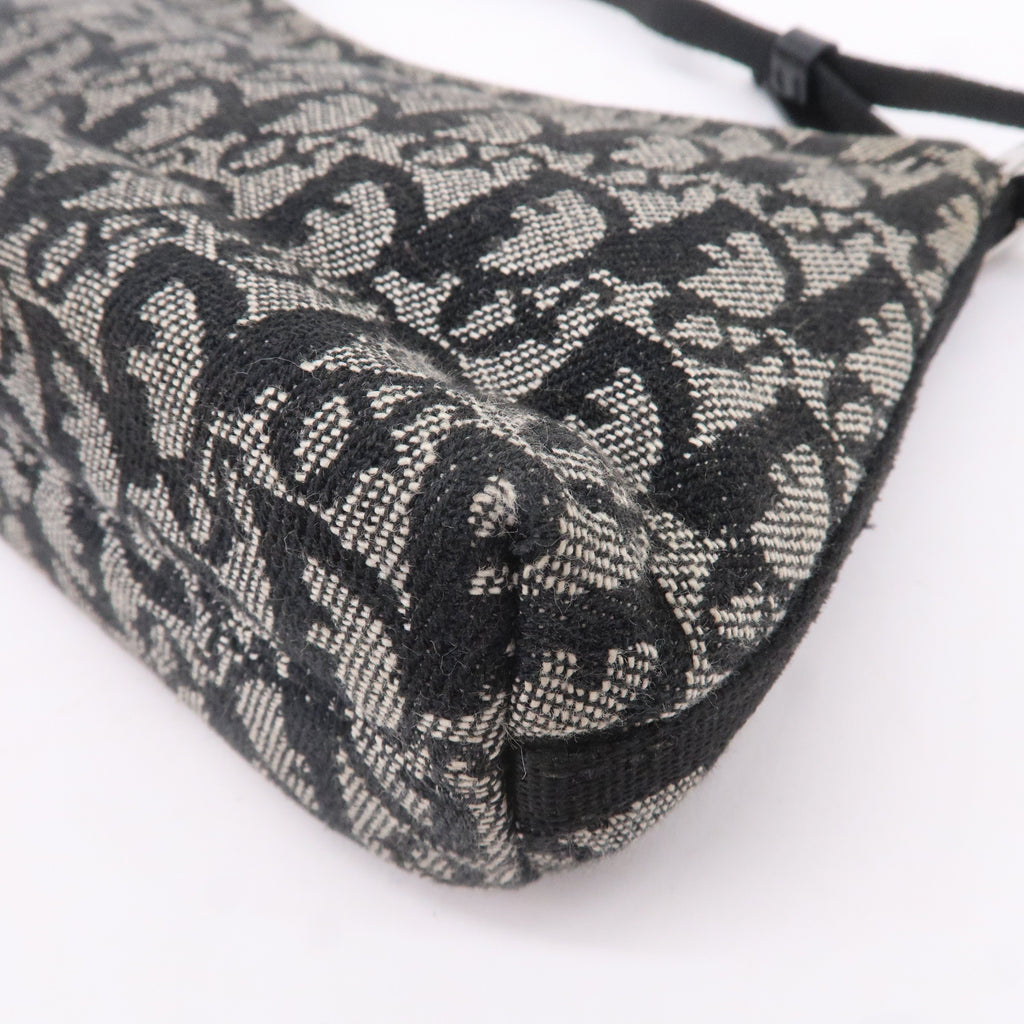 Christian Dior Trotter Canvas Leather Hand Bag Pouch Black