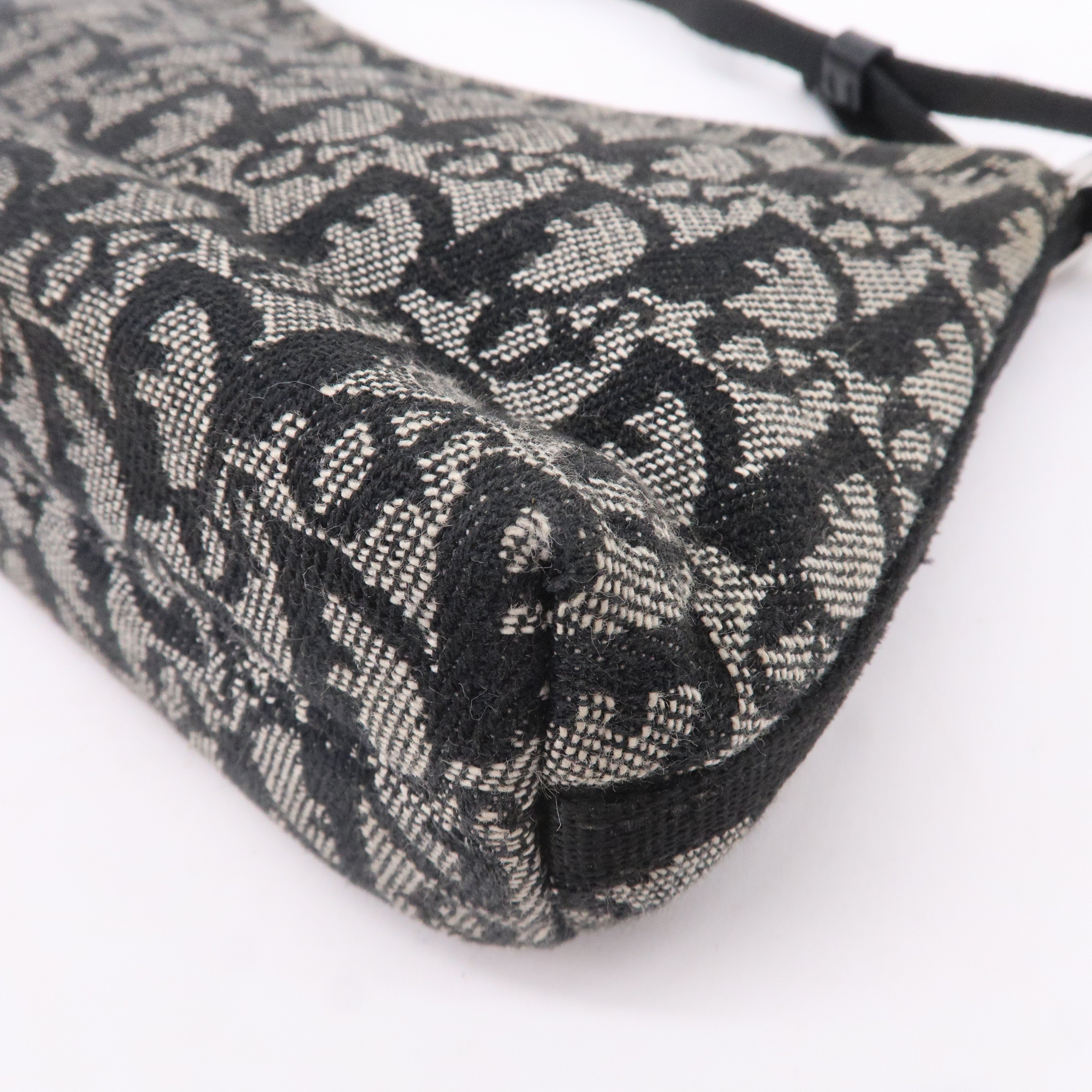 Christian Dior Trotter Canvas Leather Hand Bag Pouch Black