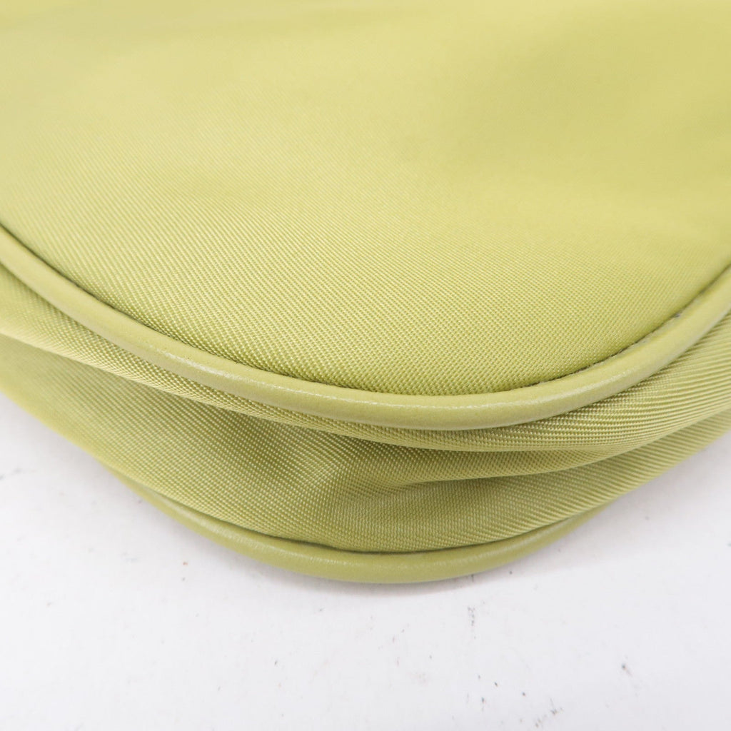 Prada Logo Nylon Leather Chain Shoulder Bag Light Green BR0104