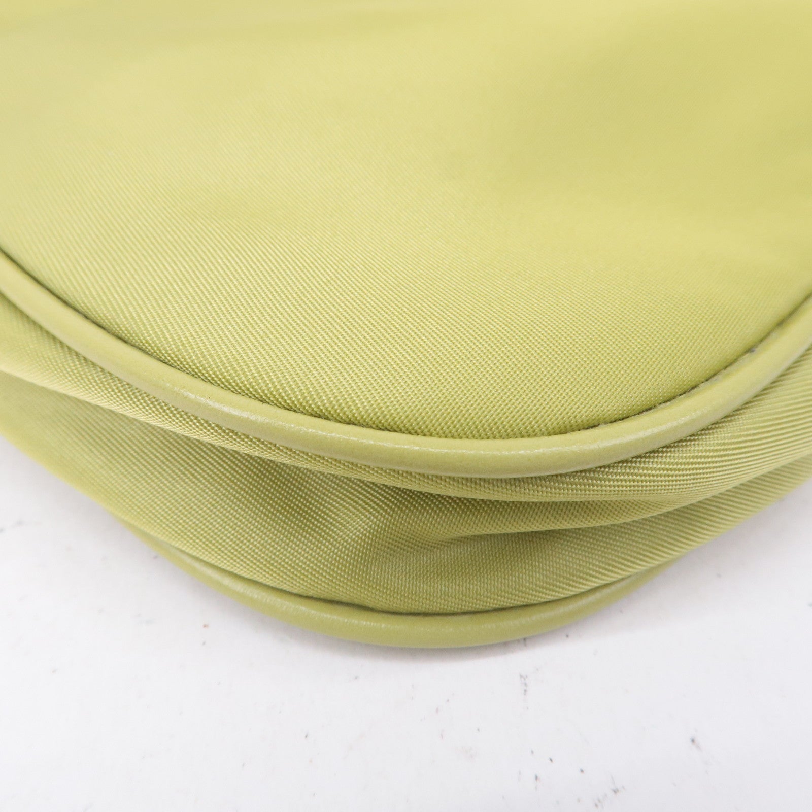 Prada Logo Nylon Leather Chain Shoulder Bag Light Green BR0104