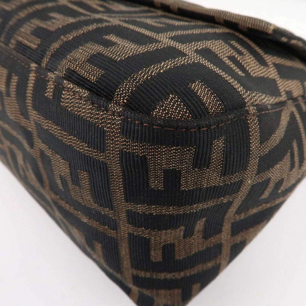 FENDI Mamma Baguette Zucca Canvas Leather Shoulder Bag 26325