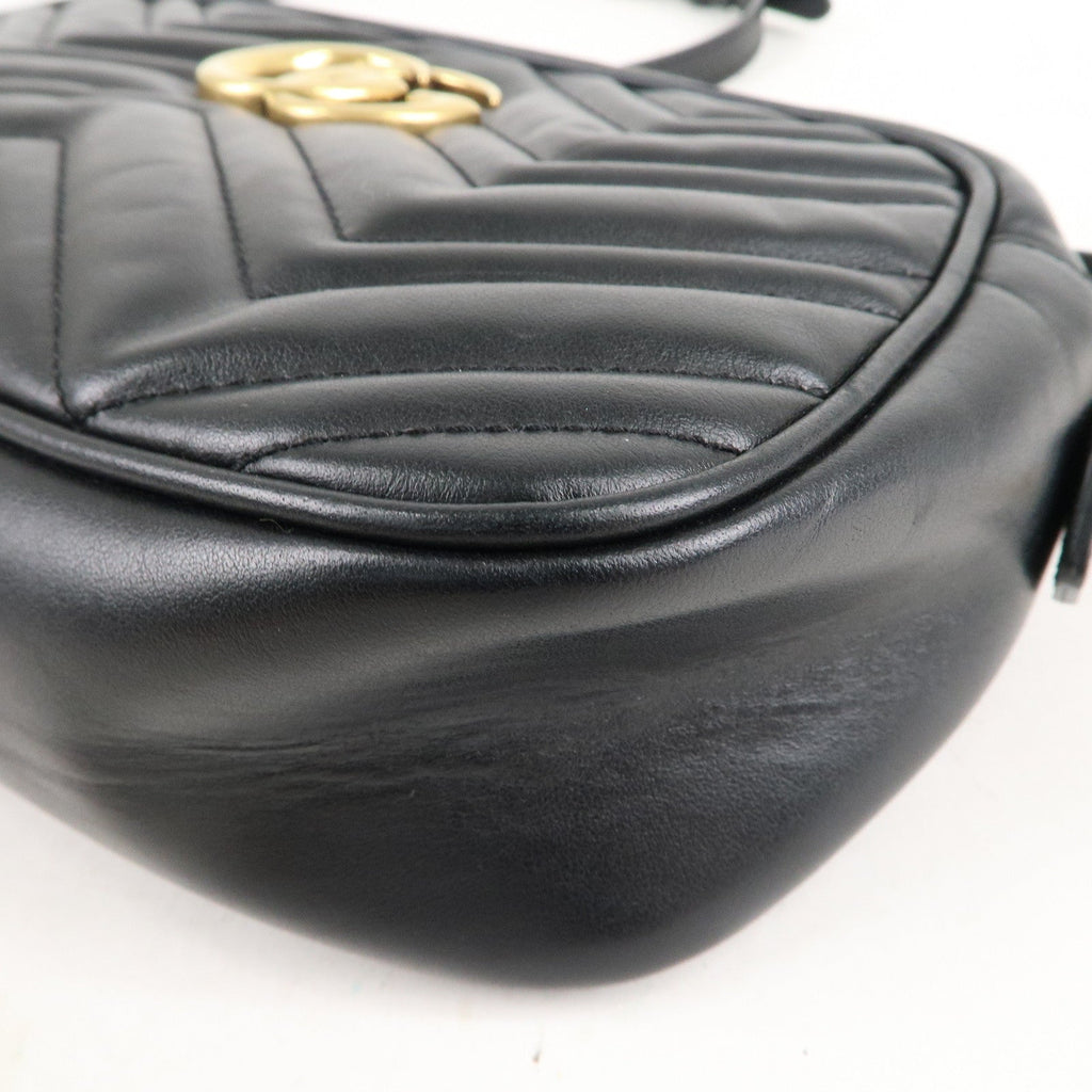 GUCCI GG Marmont Leather Chain Shoulder Bag Crossbody Black 447632