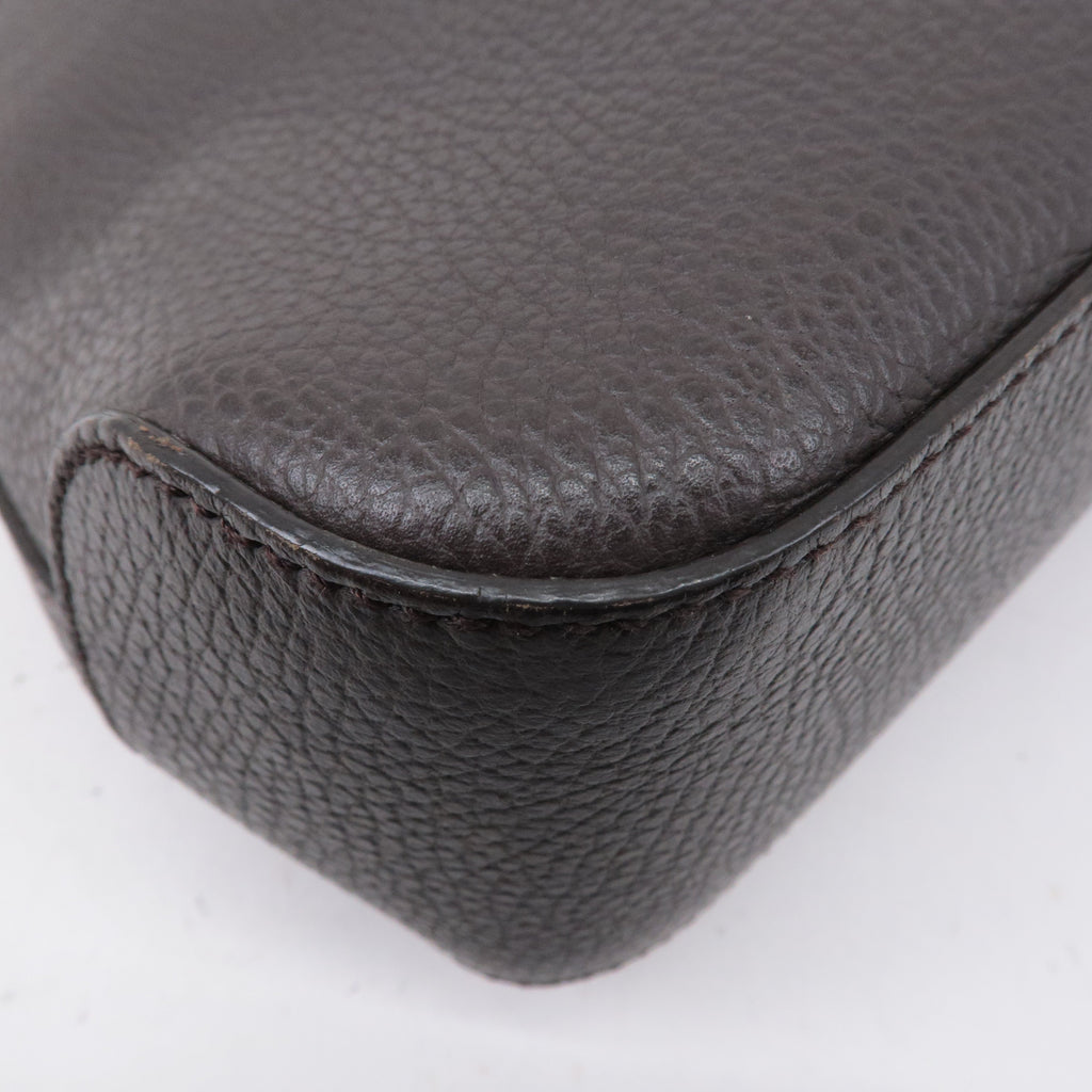 GUCCI Leather Shoulder Bag Hand Bag Dark Brown 336659