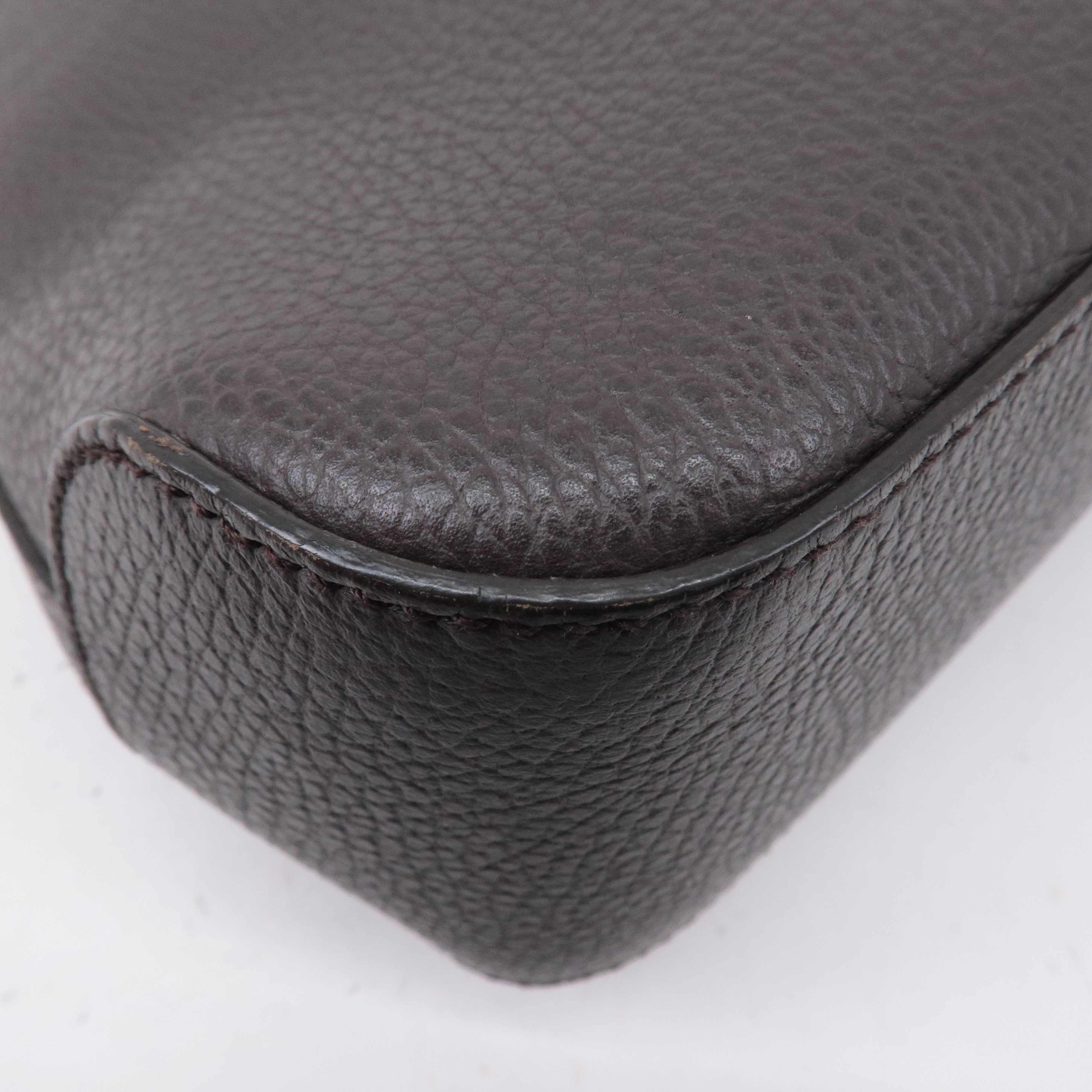 GUCCI Leather Shoulder Bag Hand Bag Dark Brown 336659