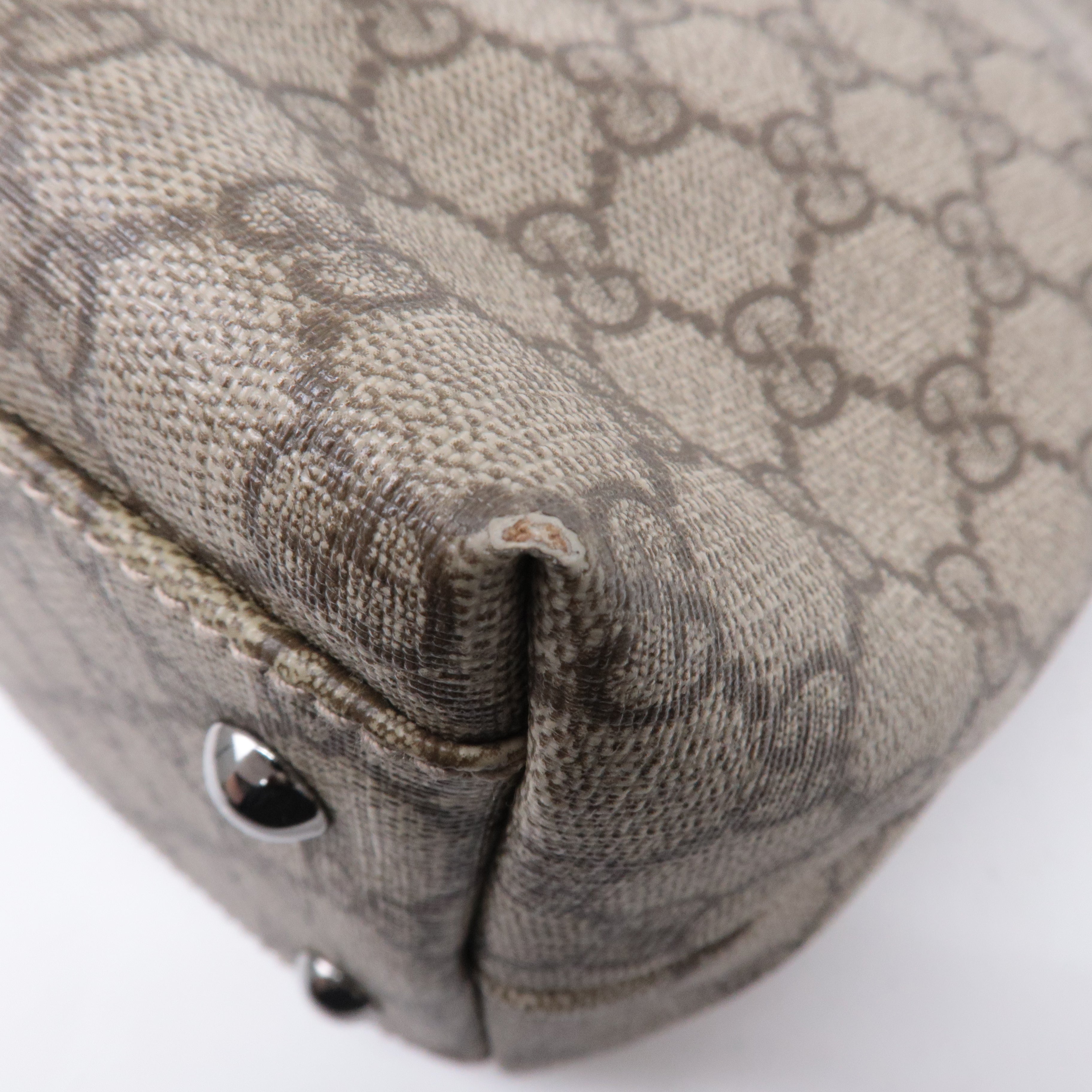GUCCI GG Supreme Leather Tote Bag Beige Brown 114595