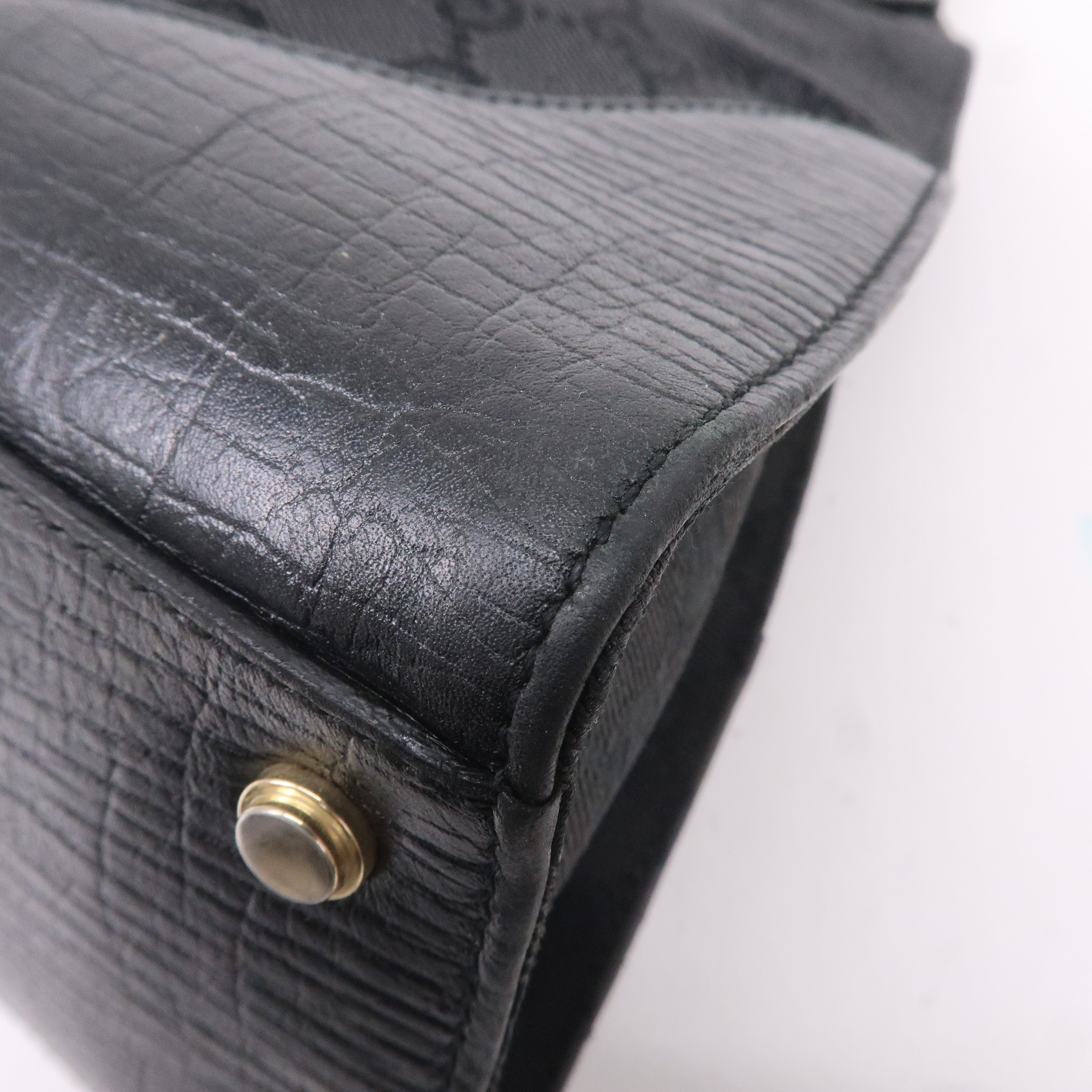 GUCCI Sherry GG Canvas Leather Shoulder Bag Black 130995