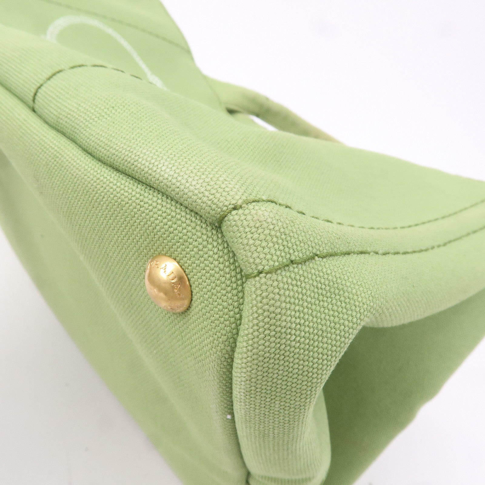 Prada Canapa Canvas Tote Bag Hand Bag Green B1877B