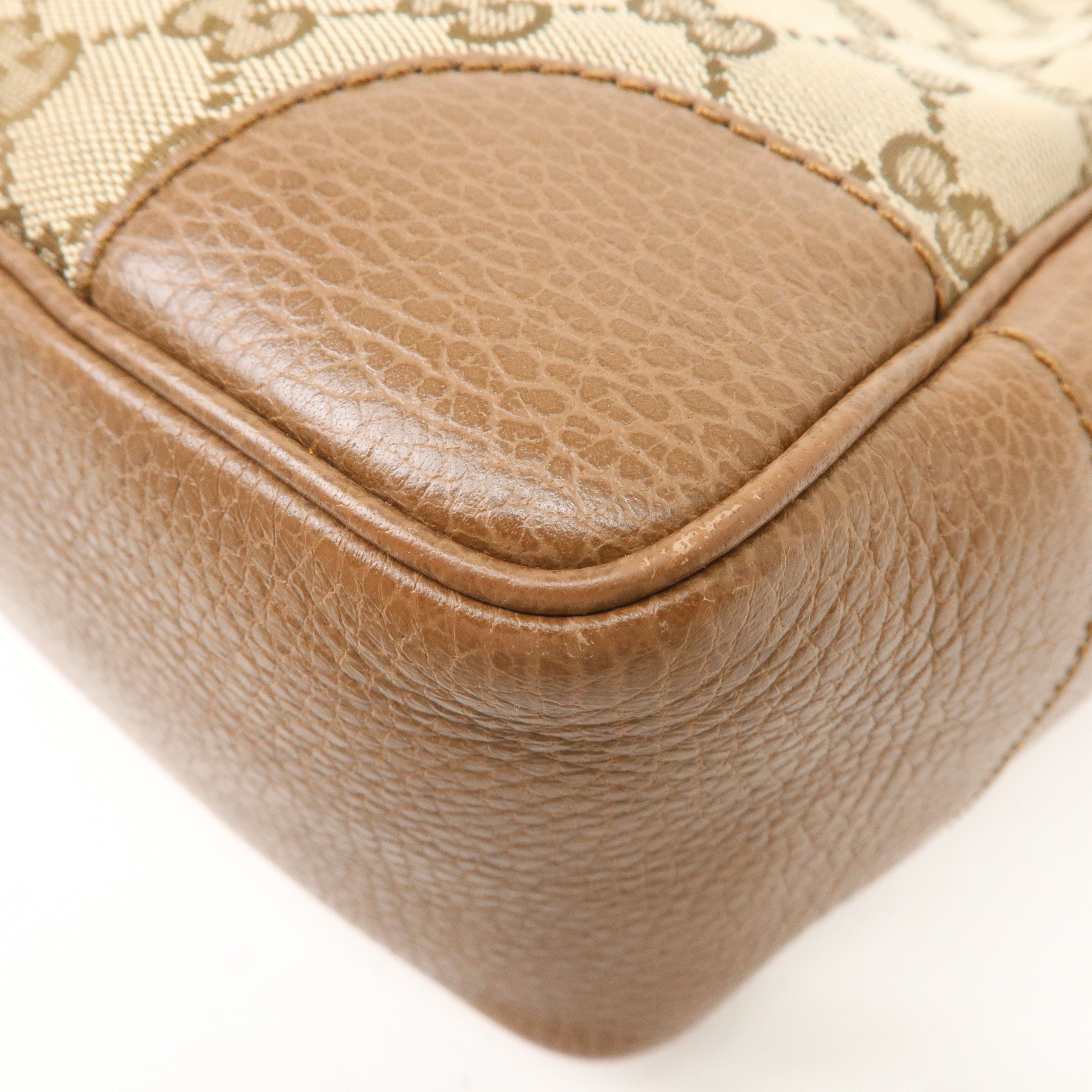 GUCCI GG Canvas Leather 2WAY Bag Hand Bag Beige Brown 449241