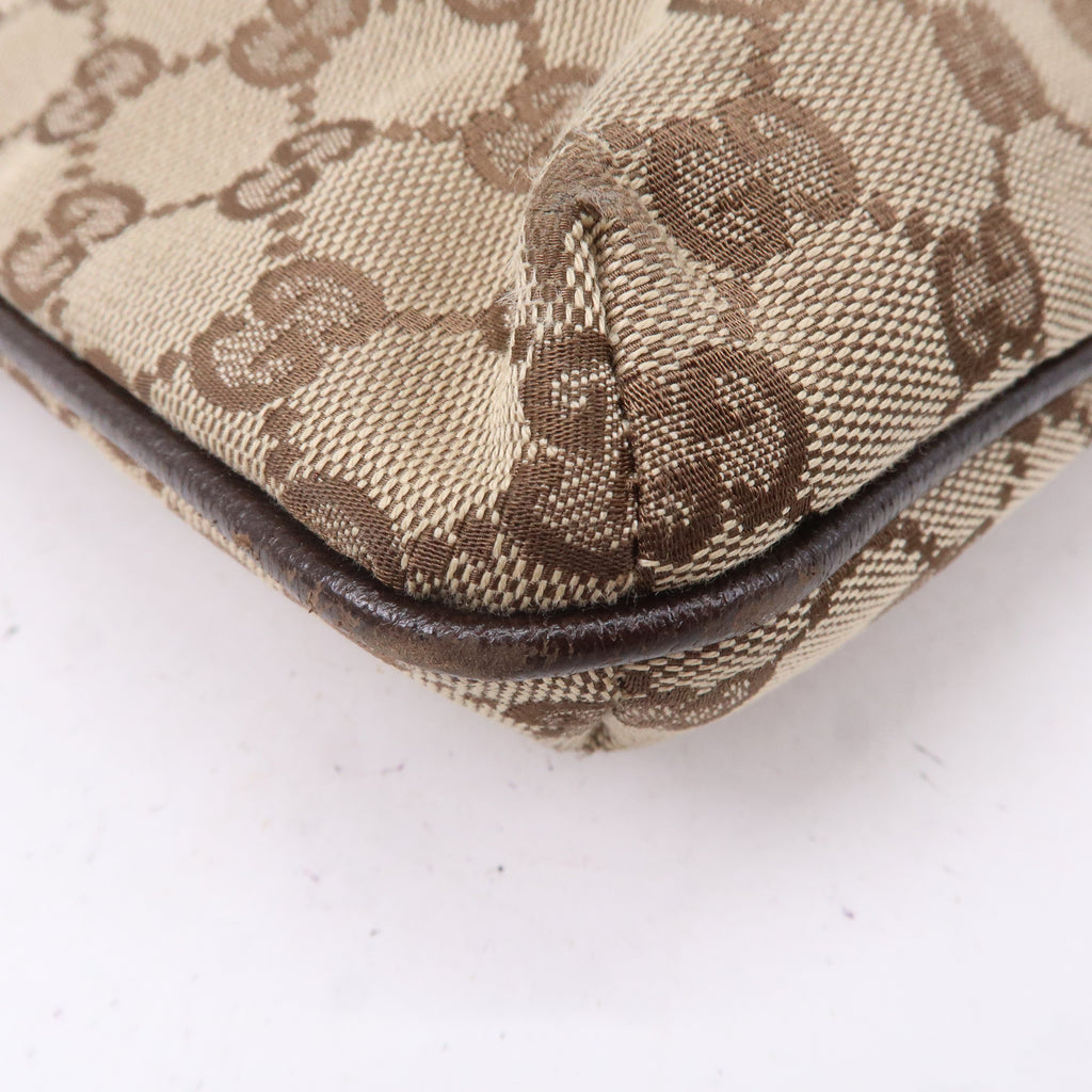 GUCCI GG Canvas Leather Shoulder Bag Beige Brown 122793
