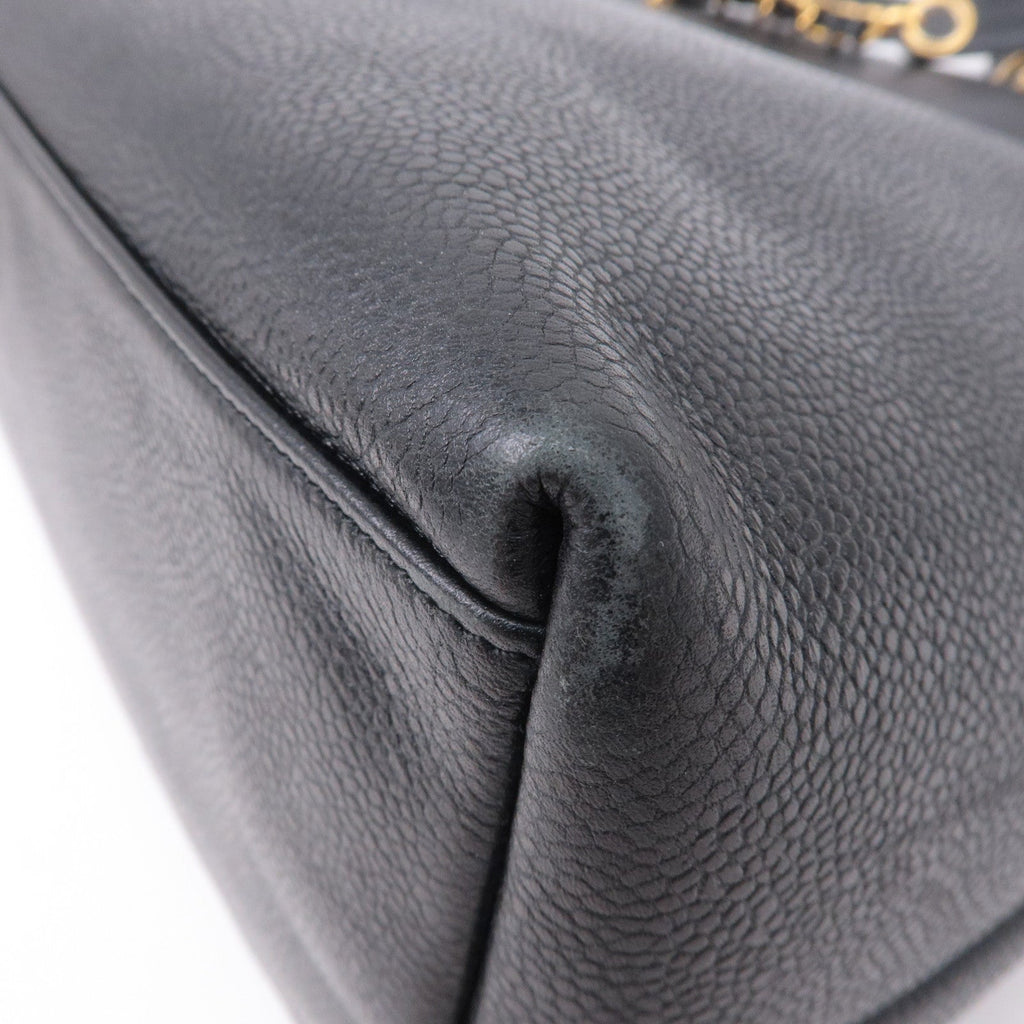 CHANEL Caviar Skin Chain Tote Bag Black Gold Hardware A03578