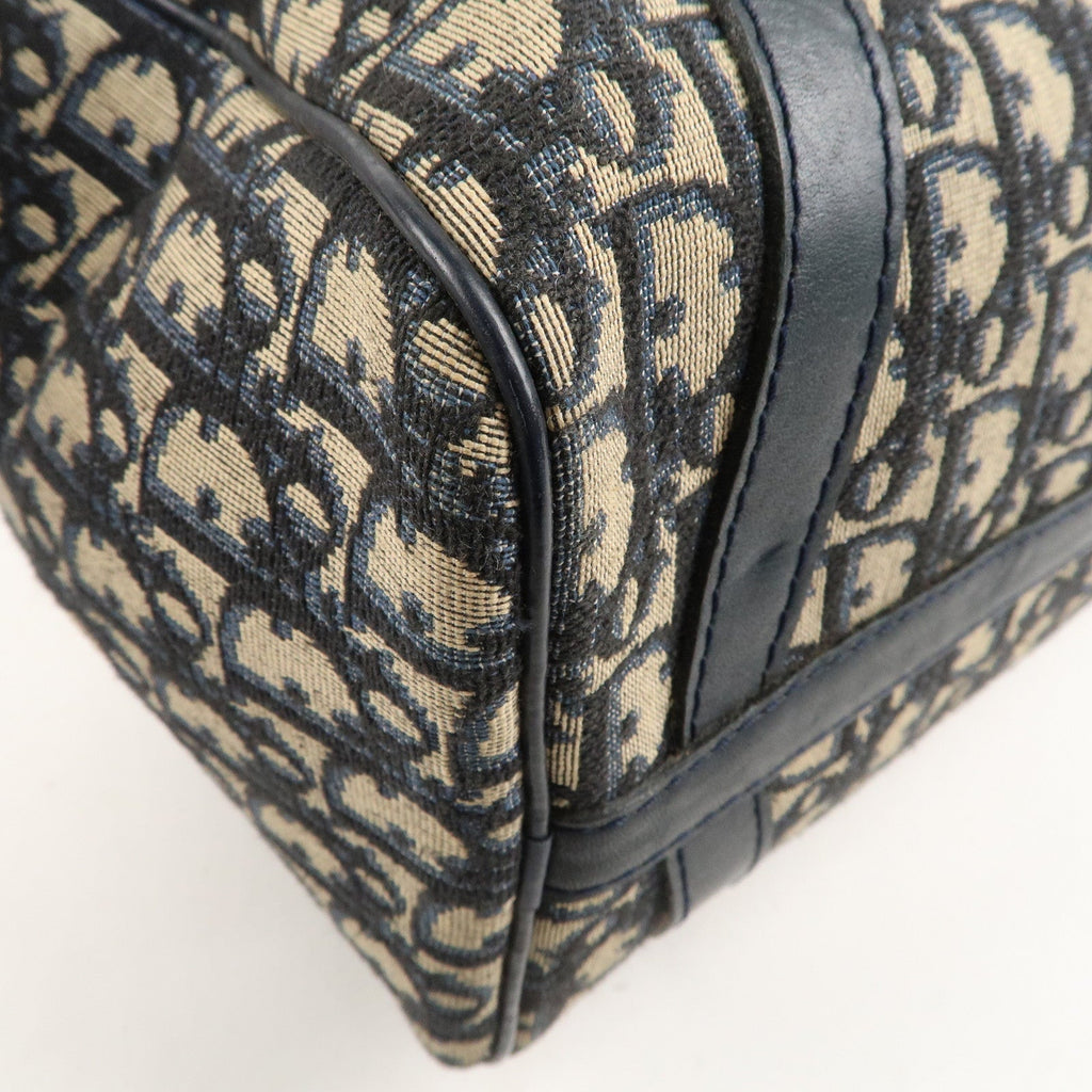 Christian Dior Trotter Canvas Leather Boston Bag Navy