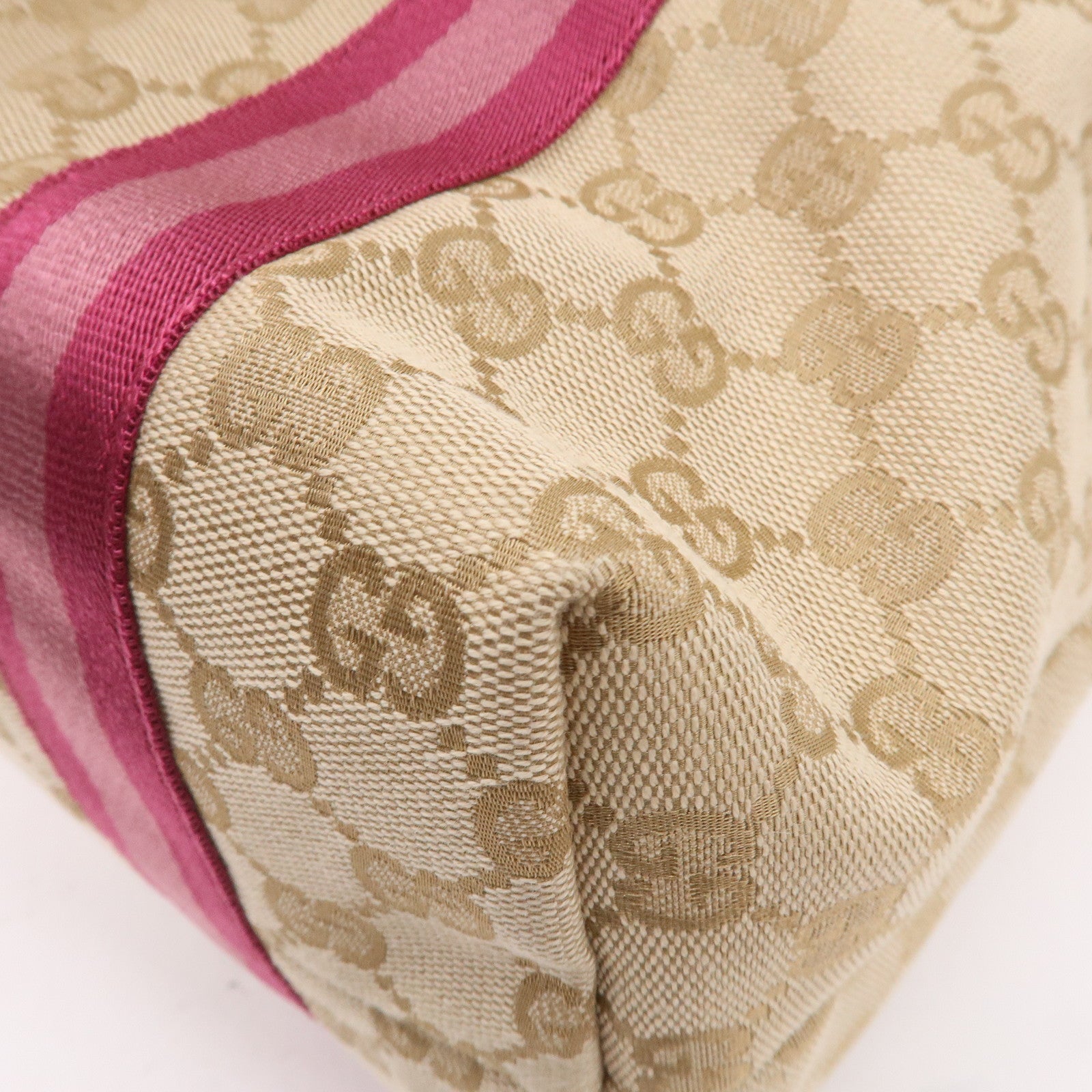 GUCCI Sherry GG Canvas Leather Shoulder Tote Bag Beige Pink 137396