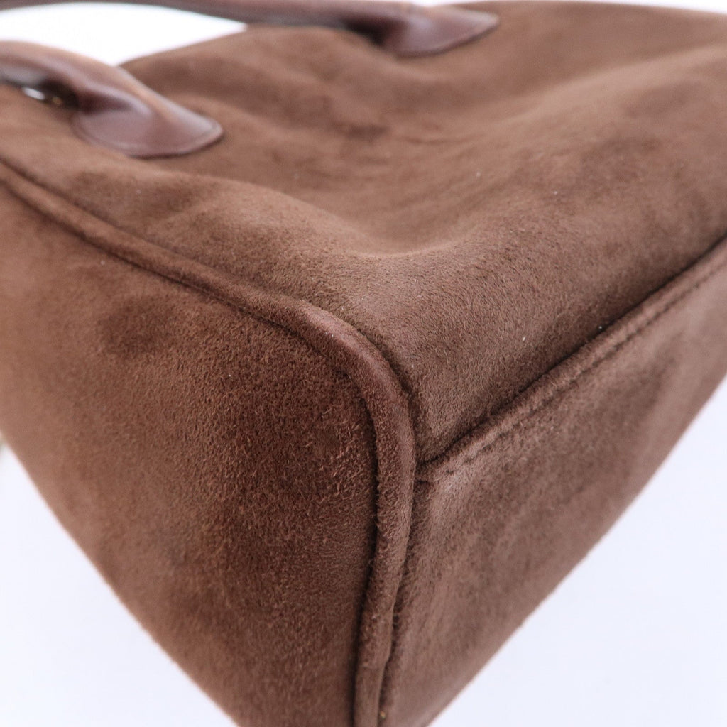 Christian Dior Cannage Suede Leather Hand Bag Brown