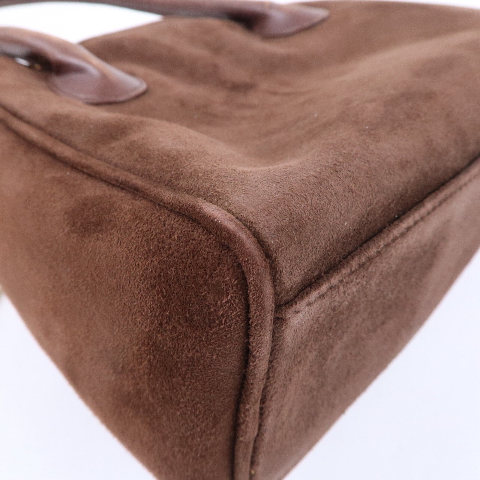 Christian Dior Cannage Suede Leather Hand Bag Brown