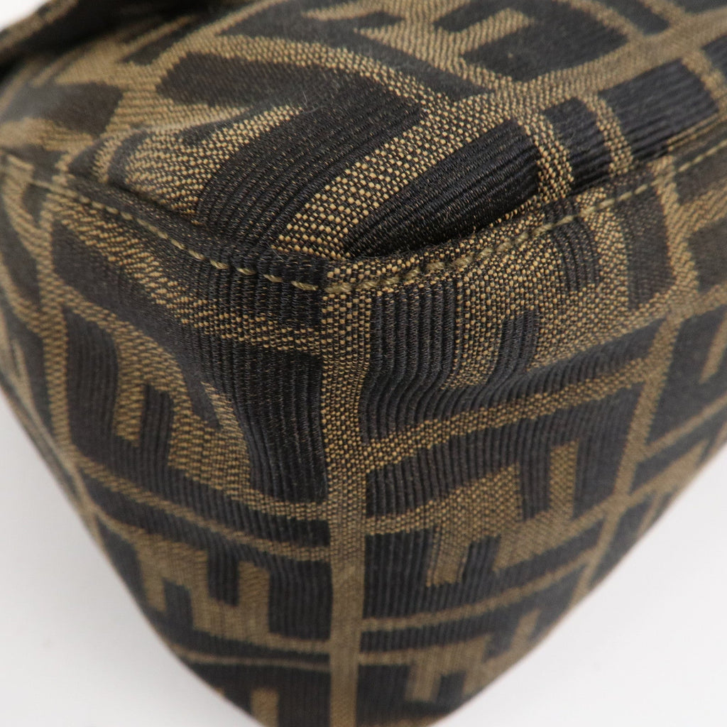 FENDI Mamma Baguette Zucca Canvas Leather Shoulder Bag 26325
